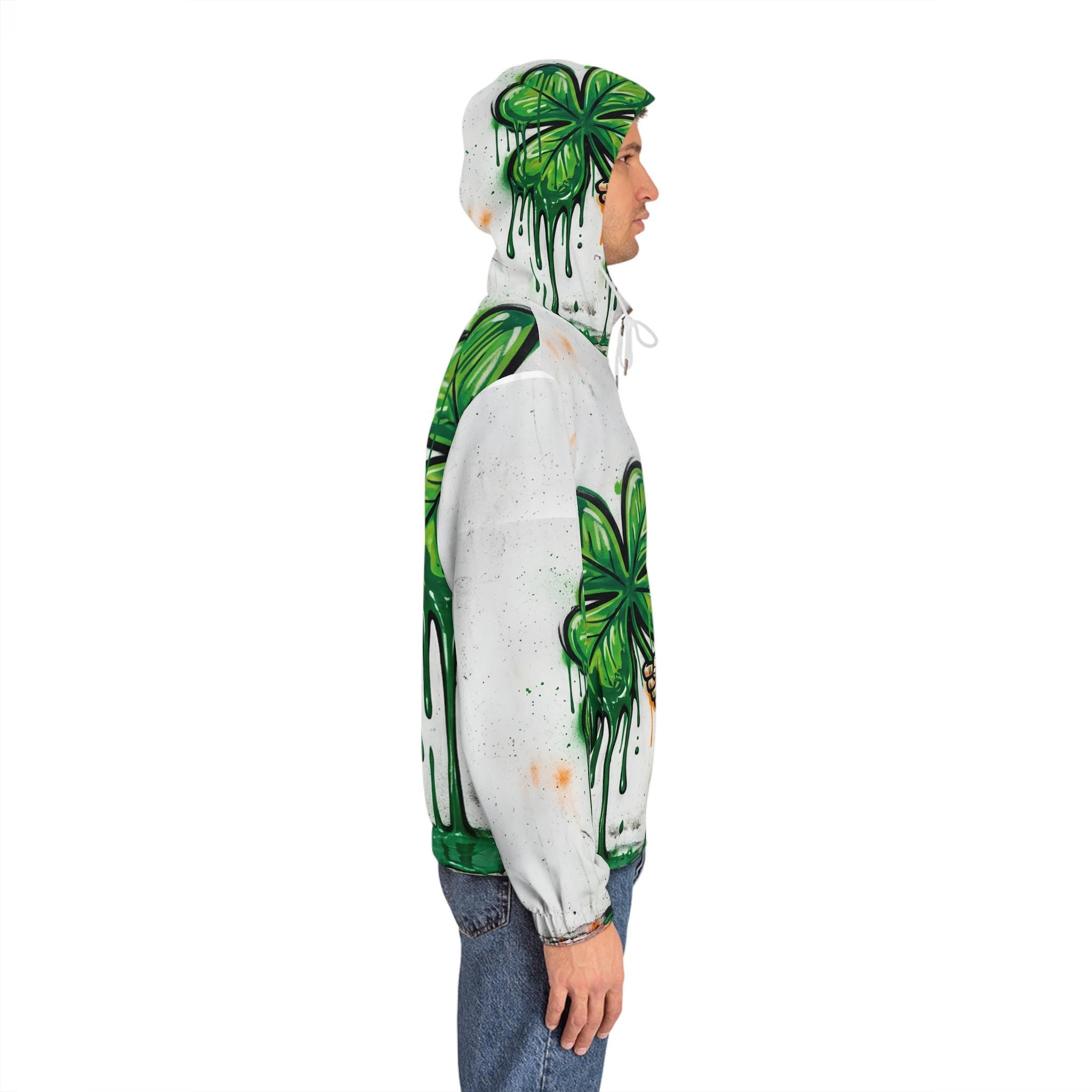 Leprechaun Shamrock Graffiti Hoodie | St. Patrick's Day Street Art Full-Zip
