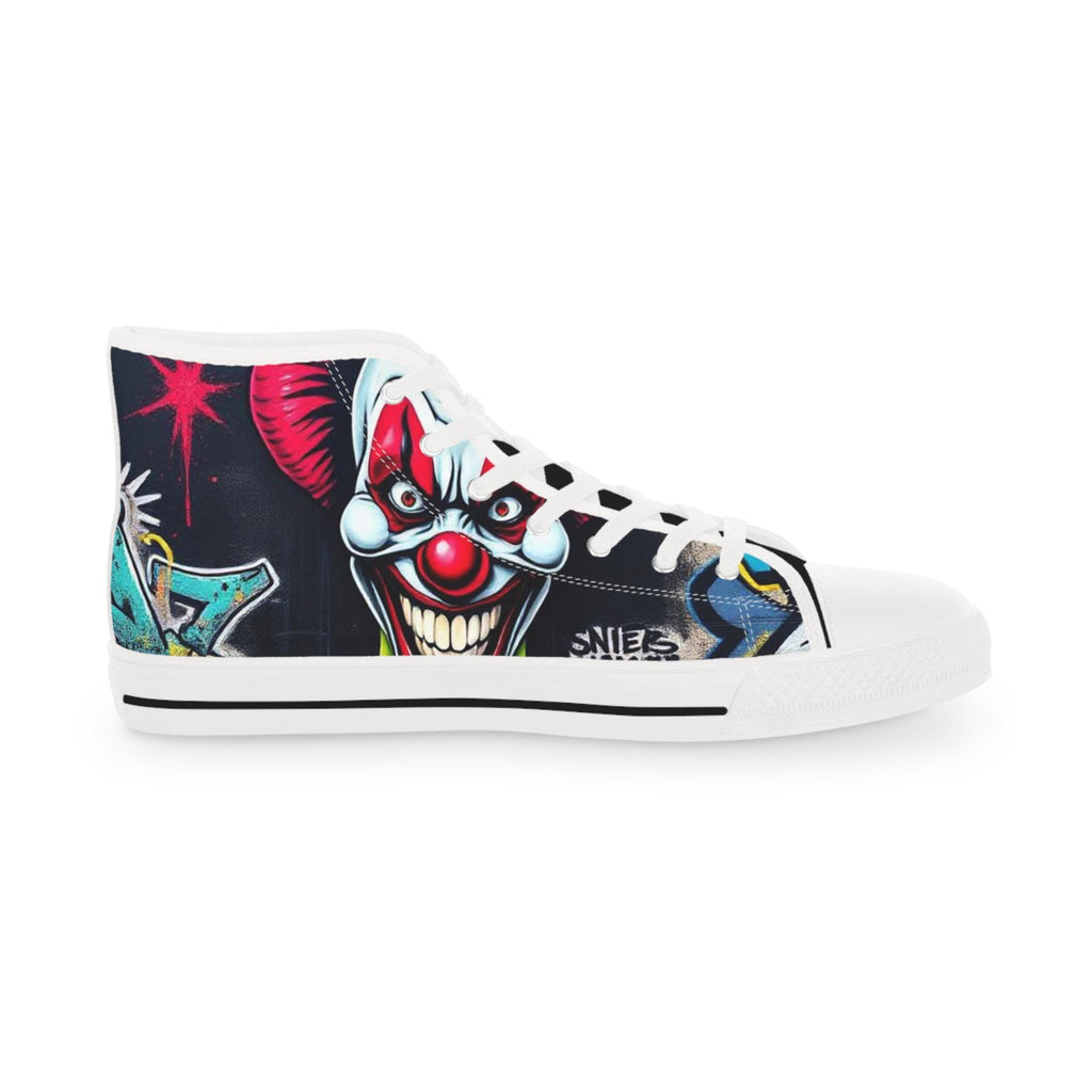 Creepy Clown Graffiti Face High Top Sneakers | Horror Skate Shoe