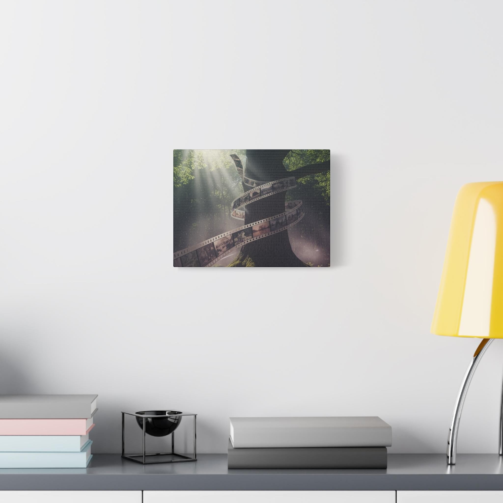 Film Reel Tree canvas | Vintage photo strip forest wall art