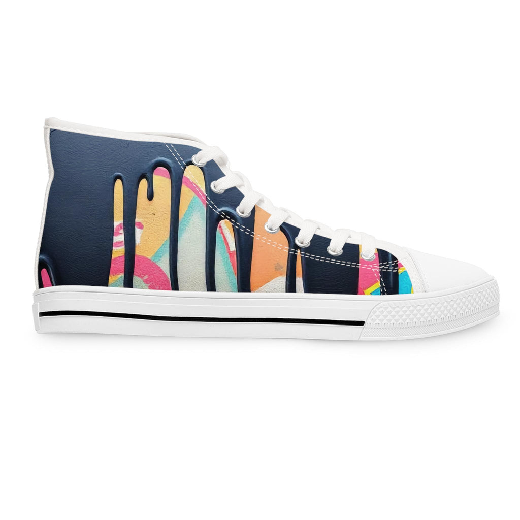 Paint Drip Pattern Sneakers Women's High Top Sneakers | Colorful Graffiti Art