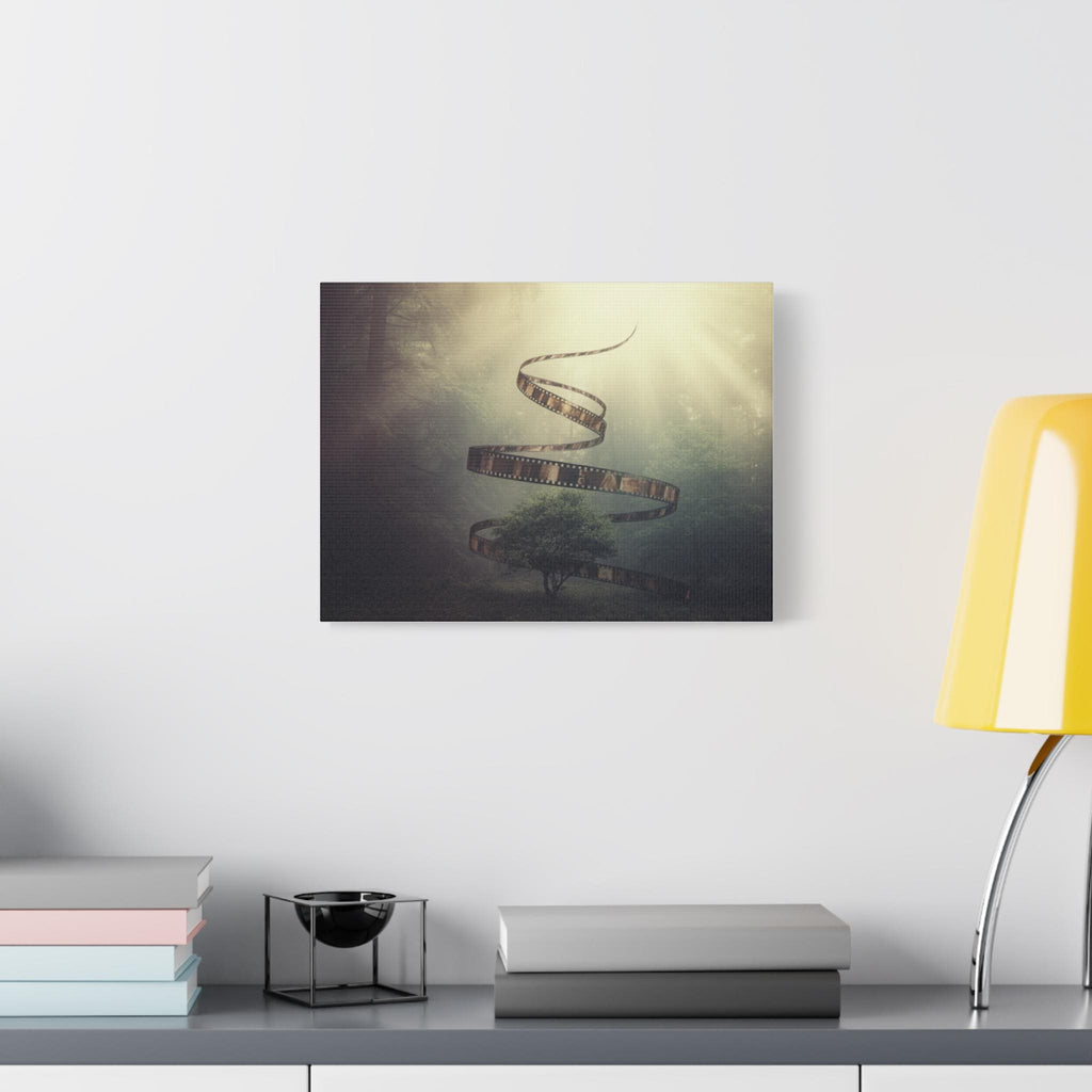 Film Reel Spiral Over Tree Canvas