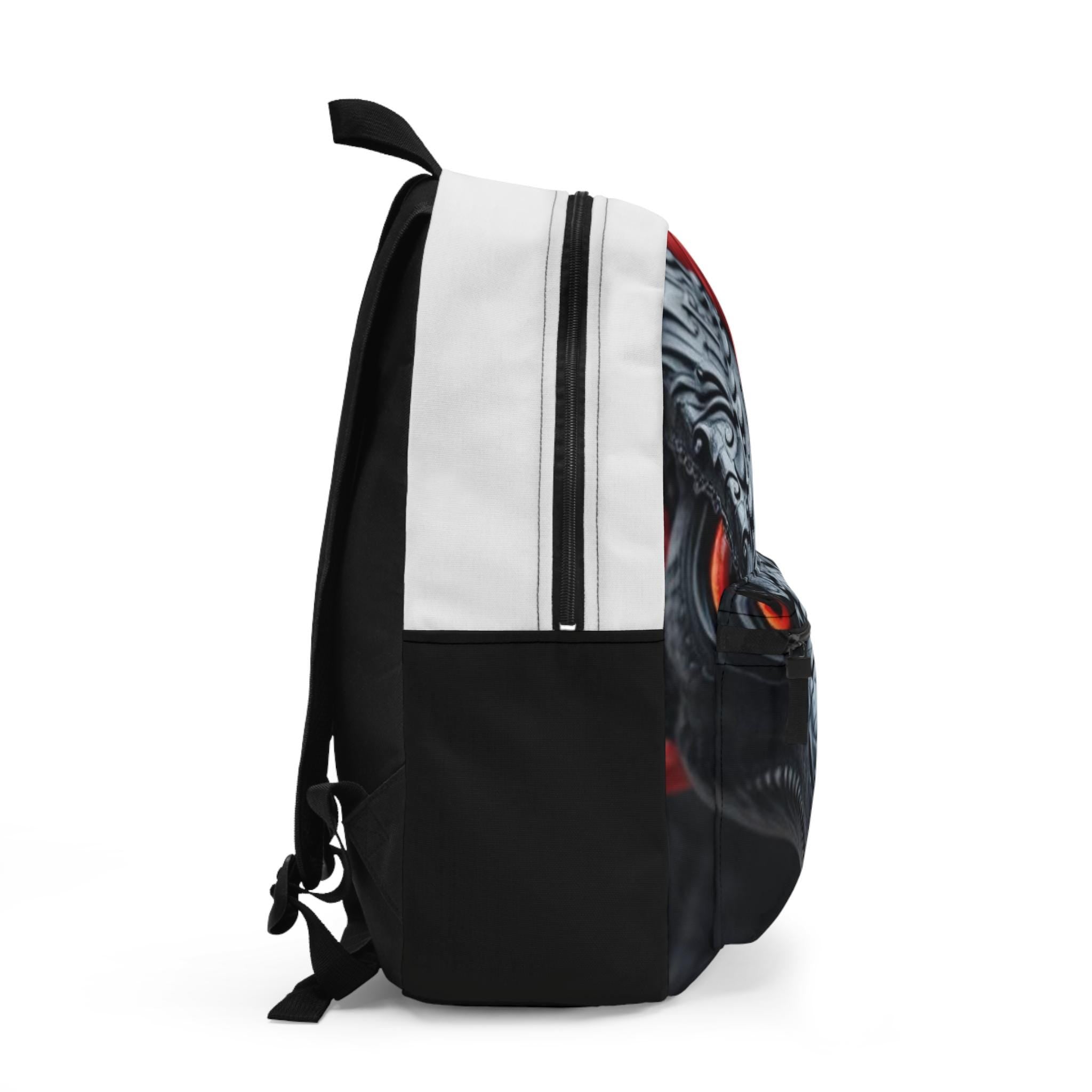 Red-Eyed Dragon Face Backpack | Fantasy Creature Print