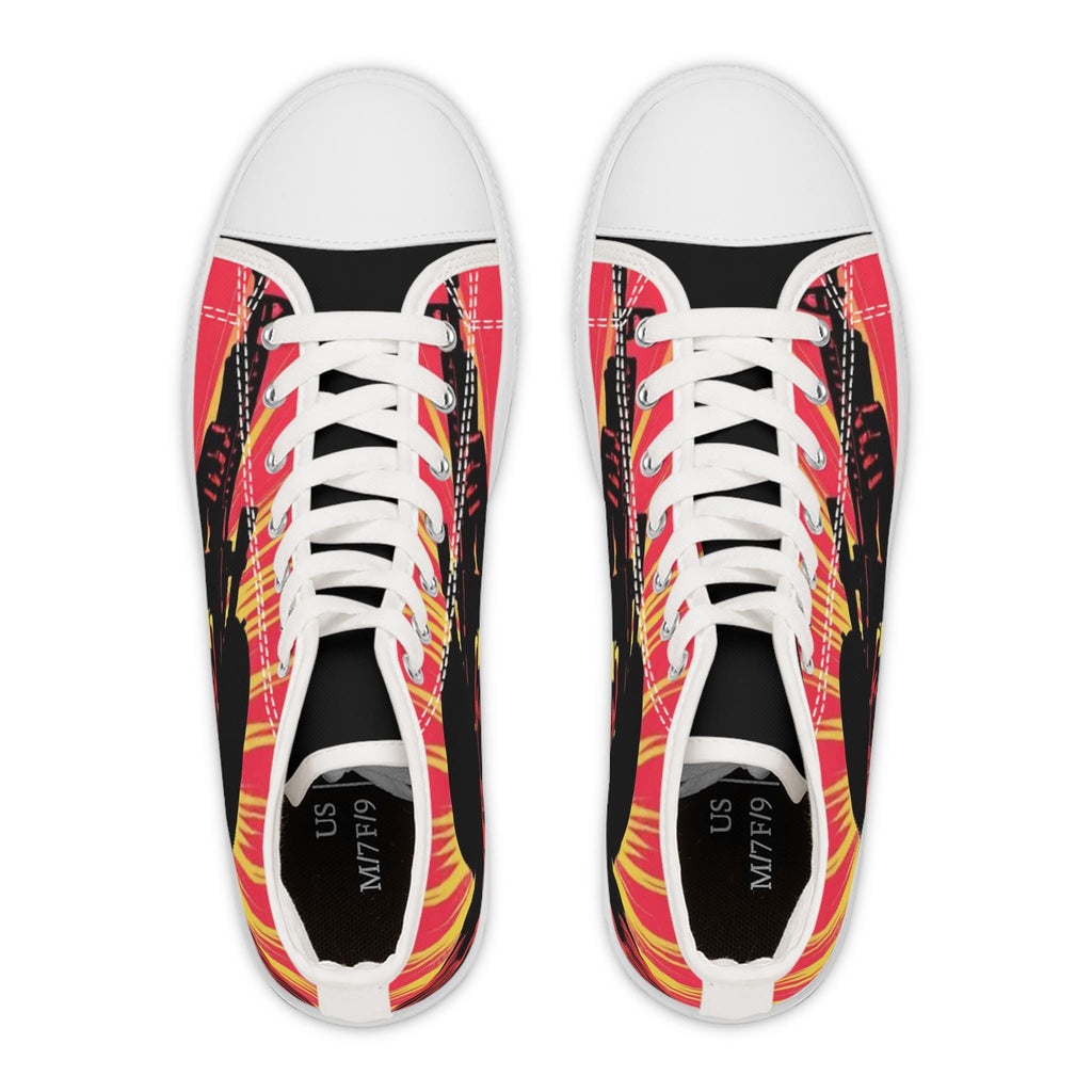 Sunburst Soldier Graphic Women's High Top Sneakers | Music Rocker Shoes