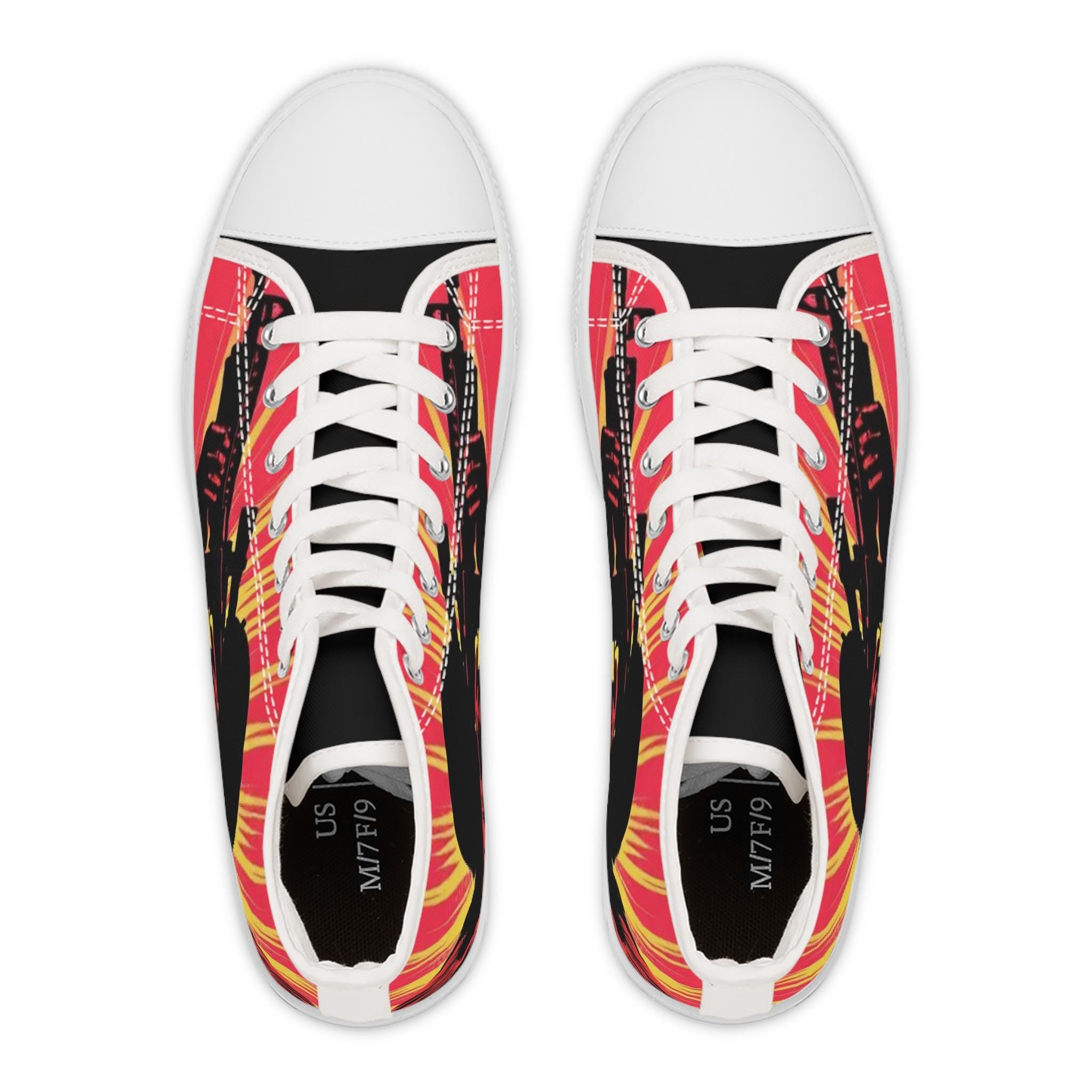 Sunburst Soldier Graphic Women's High Top Sneakers | Music Rocker Shoes