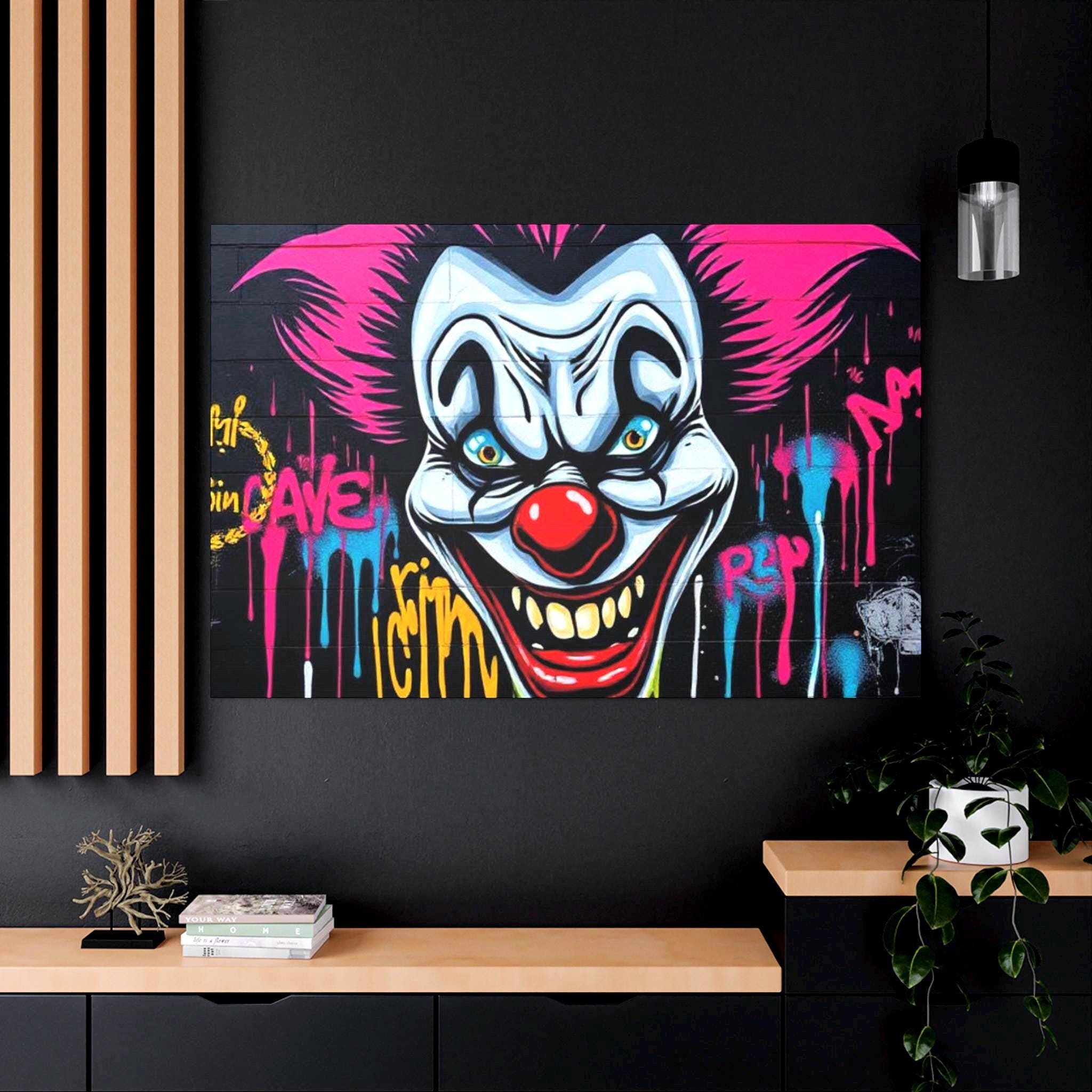 Creepy Graffiti Clown Matte Canvas