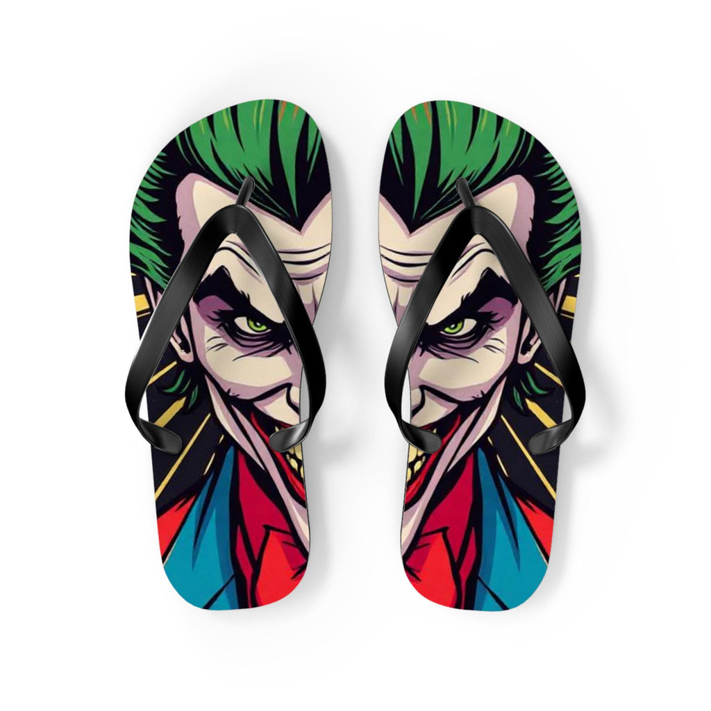 Joker Face Flip Flops | Comic Villain Green Hair