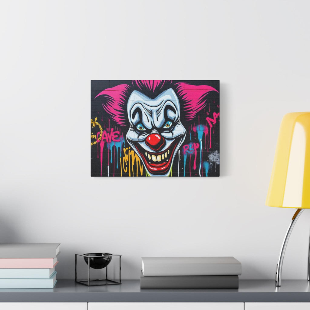 Creepy Graffiti Clown Matte Canvas