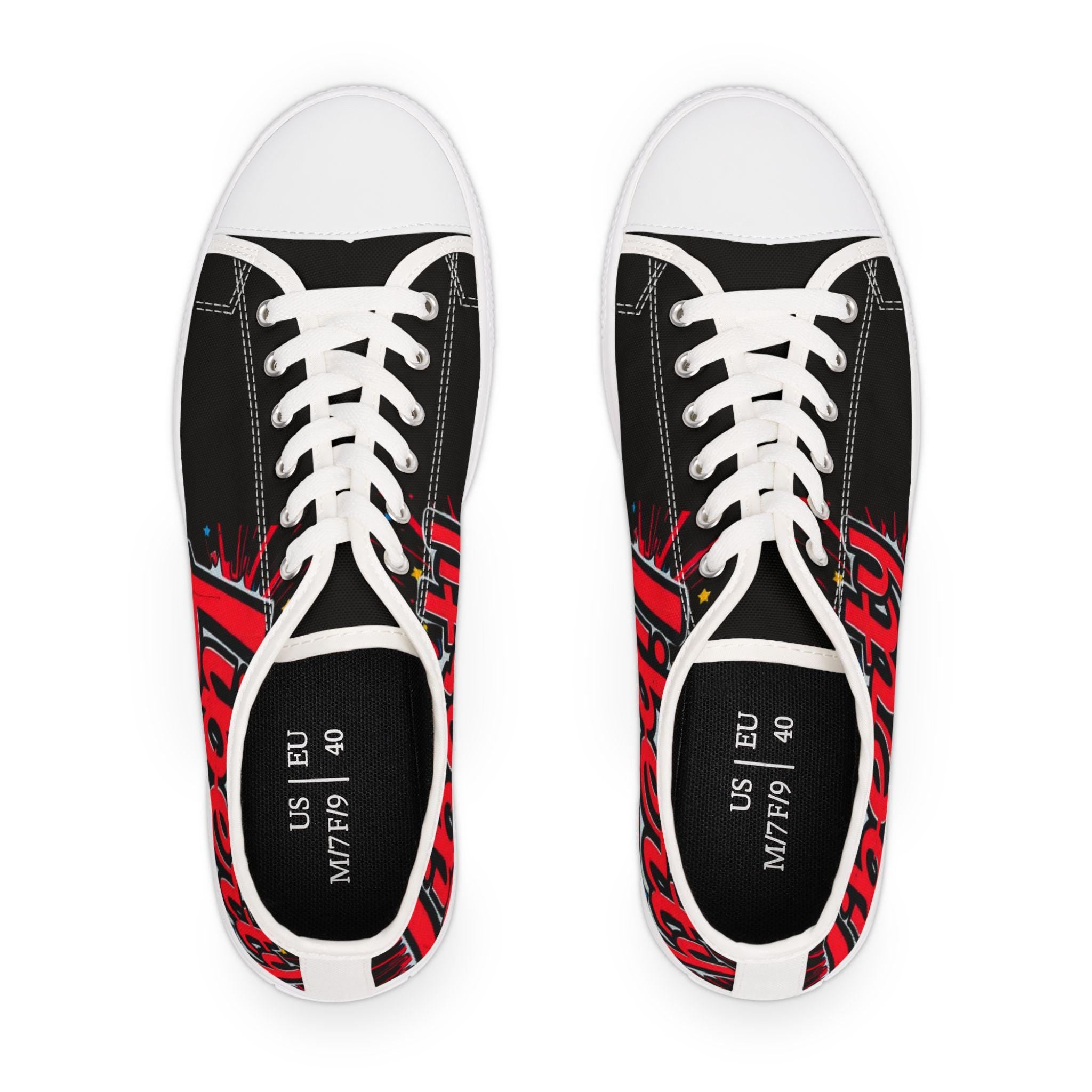 Liberty Script Sneakers | Low Top Sneakers, Retro Red Black Typography
