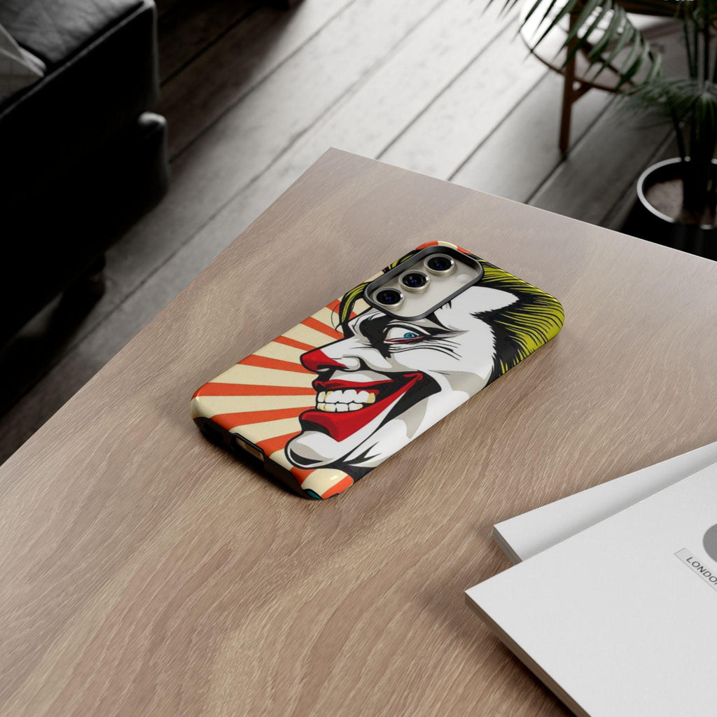 Evil Joker Face Tough Cases | Joker Grin Phone Case, Red Rays Design