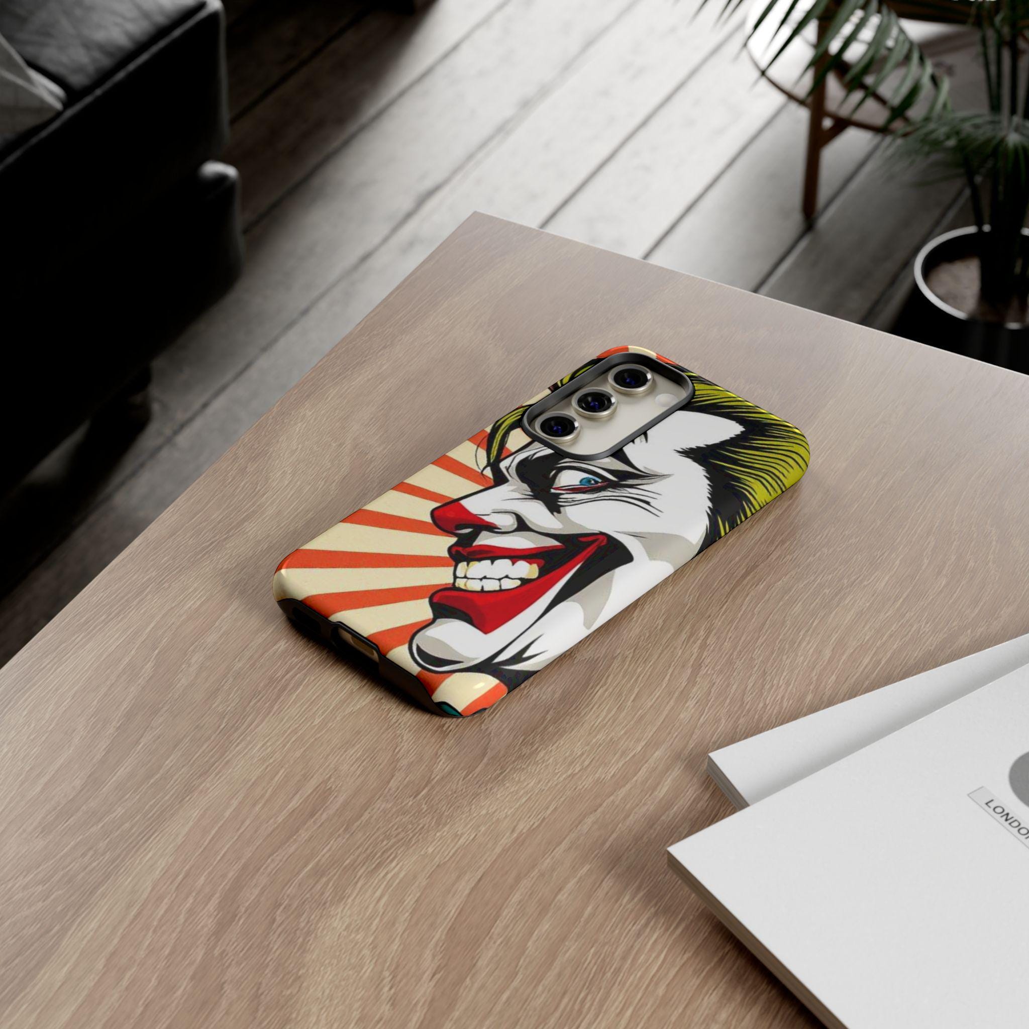 Evil Joker Face Tough Cases | Joker Grin Phone Case, Red Rays Design