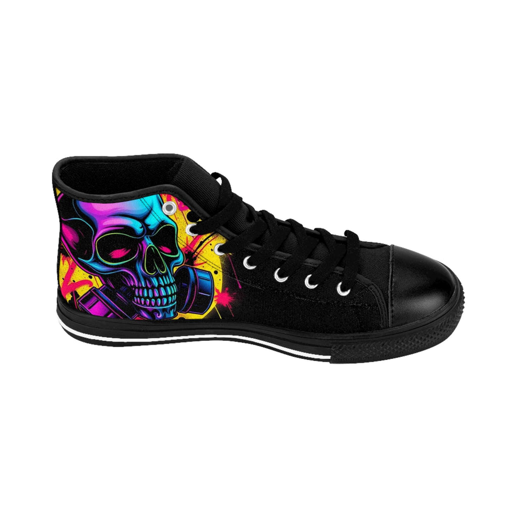 Neon Skull High Top Sneakers | Colorful Graffiti Skull Shoes