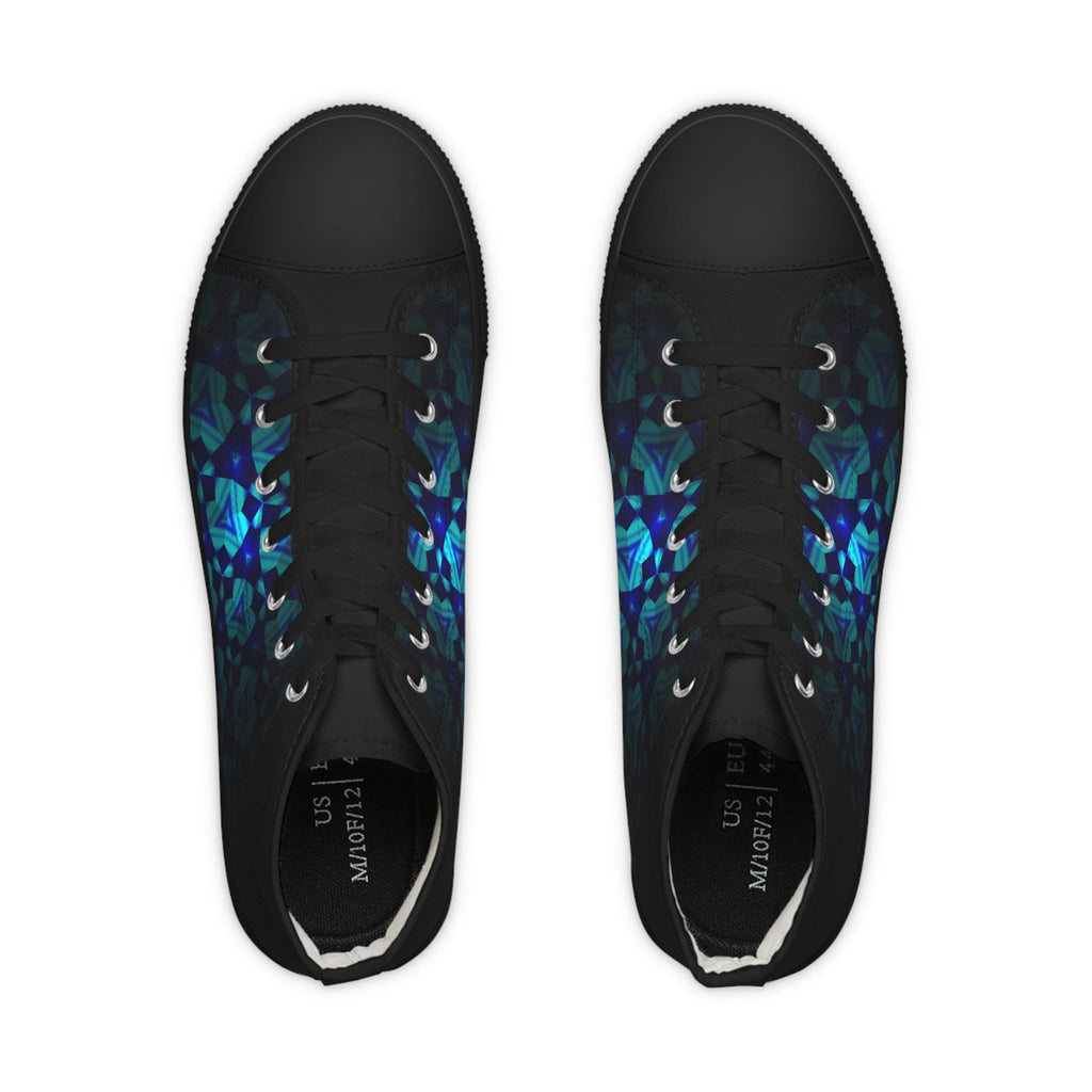 Teal Geometric Mosaic High Top Sneakers | Abstract Pattern Canvas Shoes