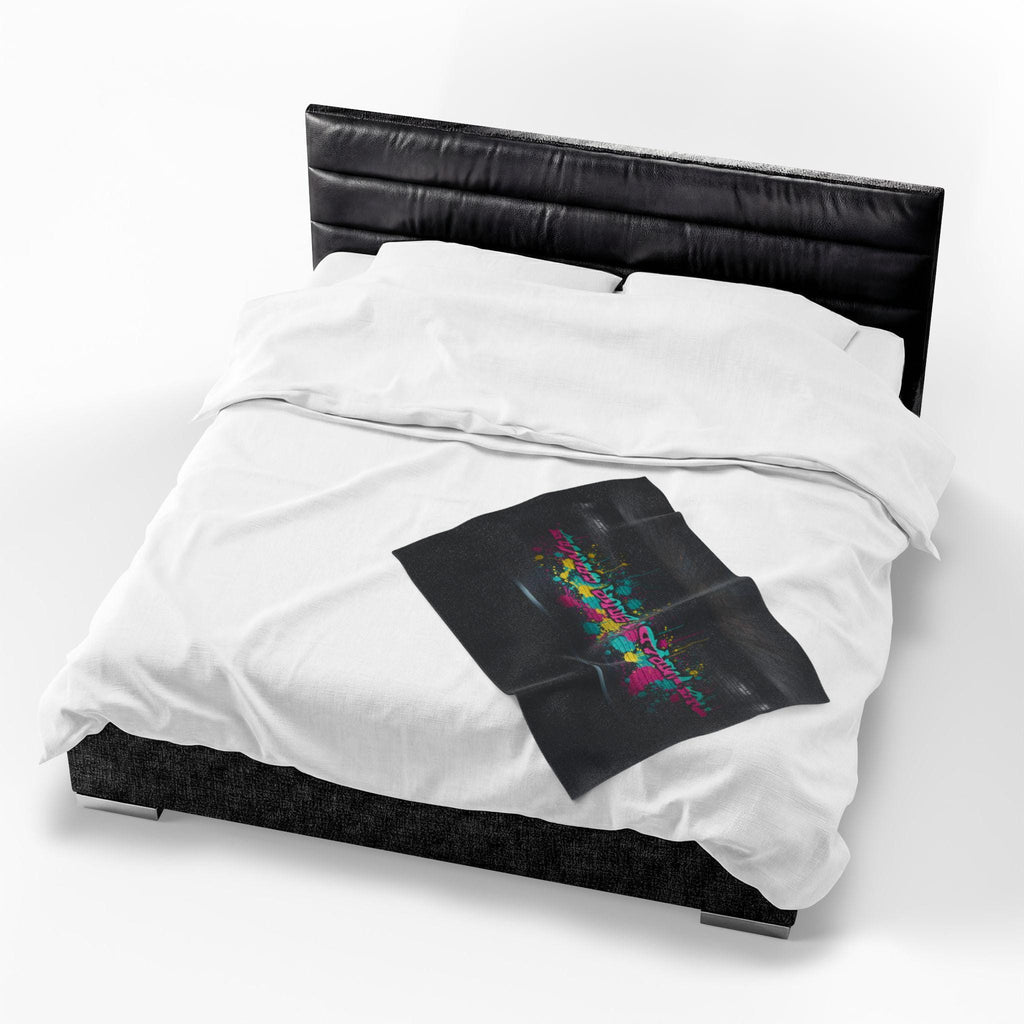 Neon Graffiti The World Is Your Canvas Art Blanket | Urban Spray Paint Alley Mural