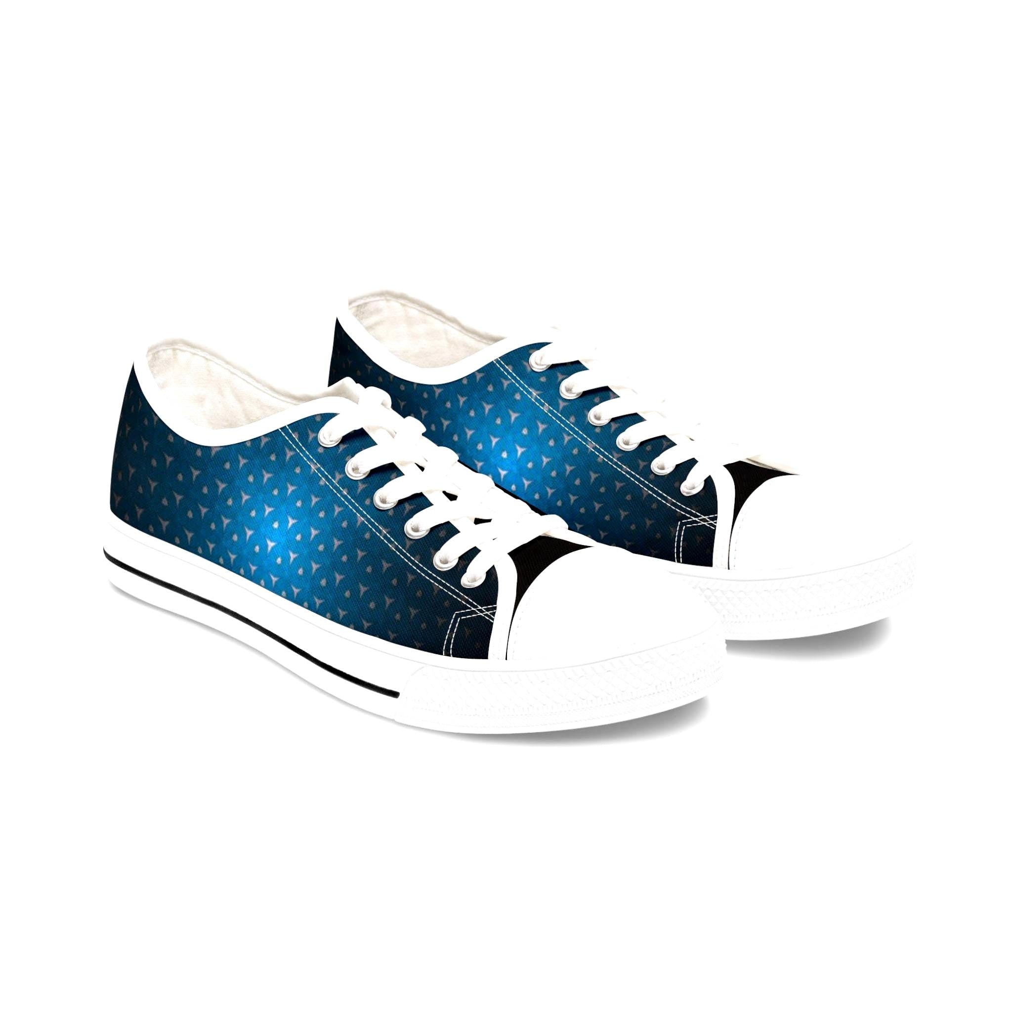 Blue Gradient Triangle Pattern Sneakers | Low Top Canvas Shoes
