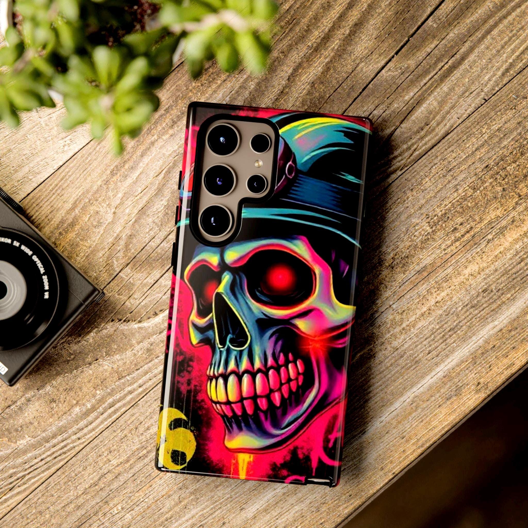 Glowing Red Soldier Skull with Hat phone case | Tough Cases