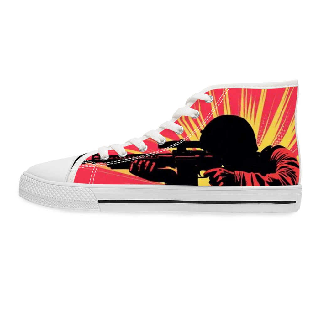 Sunburst Soldier Graphic Women's High Top Sneakers | Music Rocker Shoes