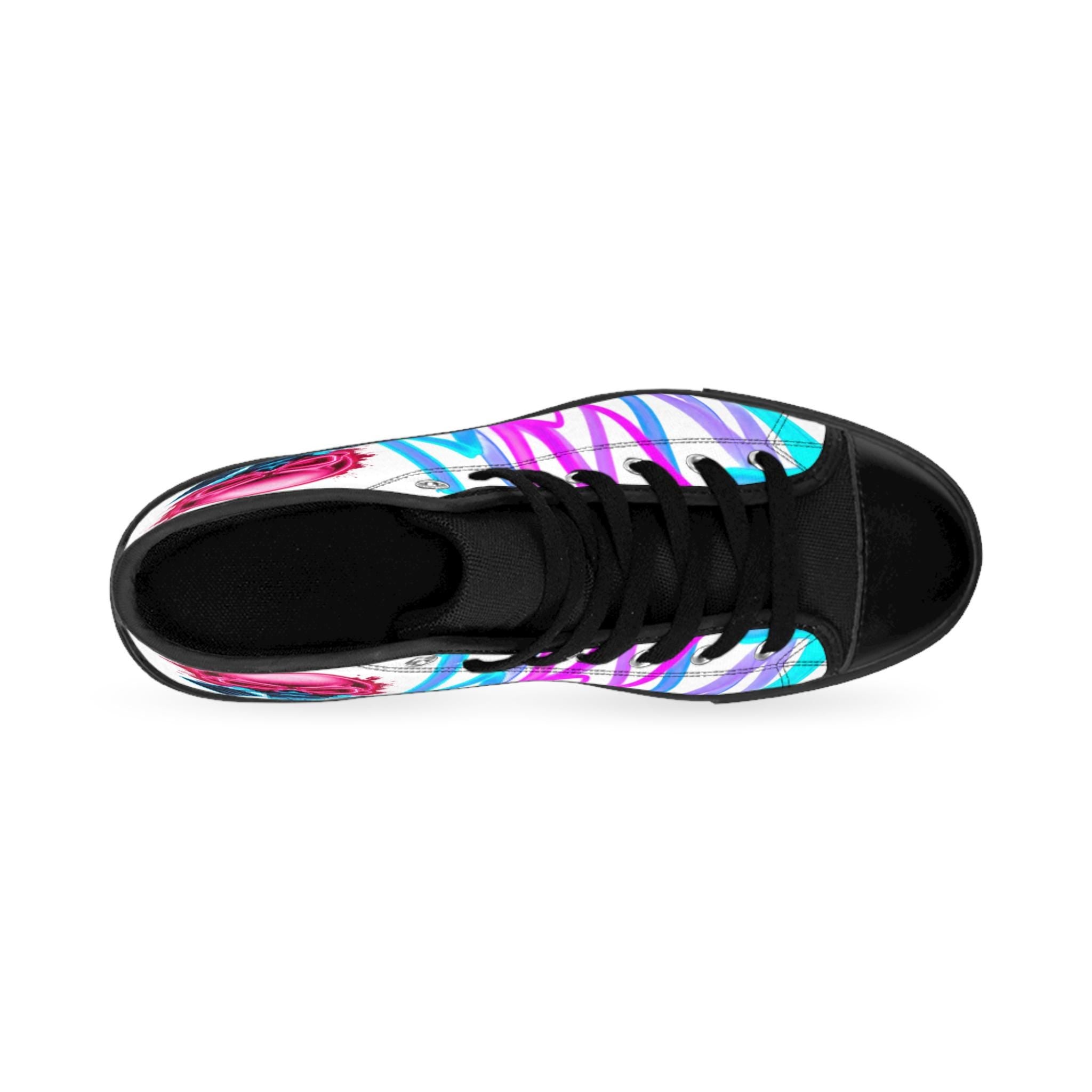 Neon Skull Graffiti Sneakers | High-Top Sneakers