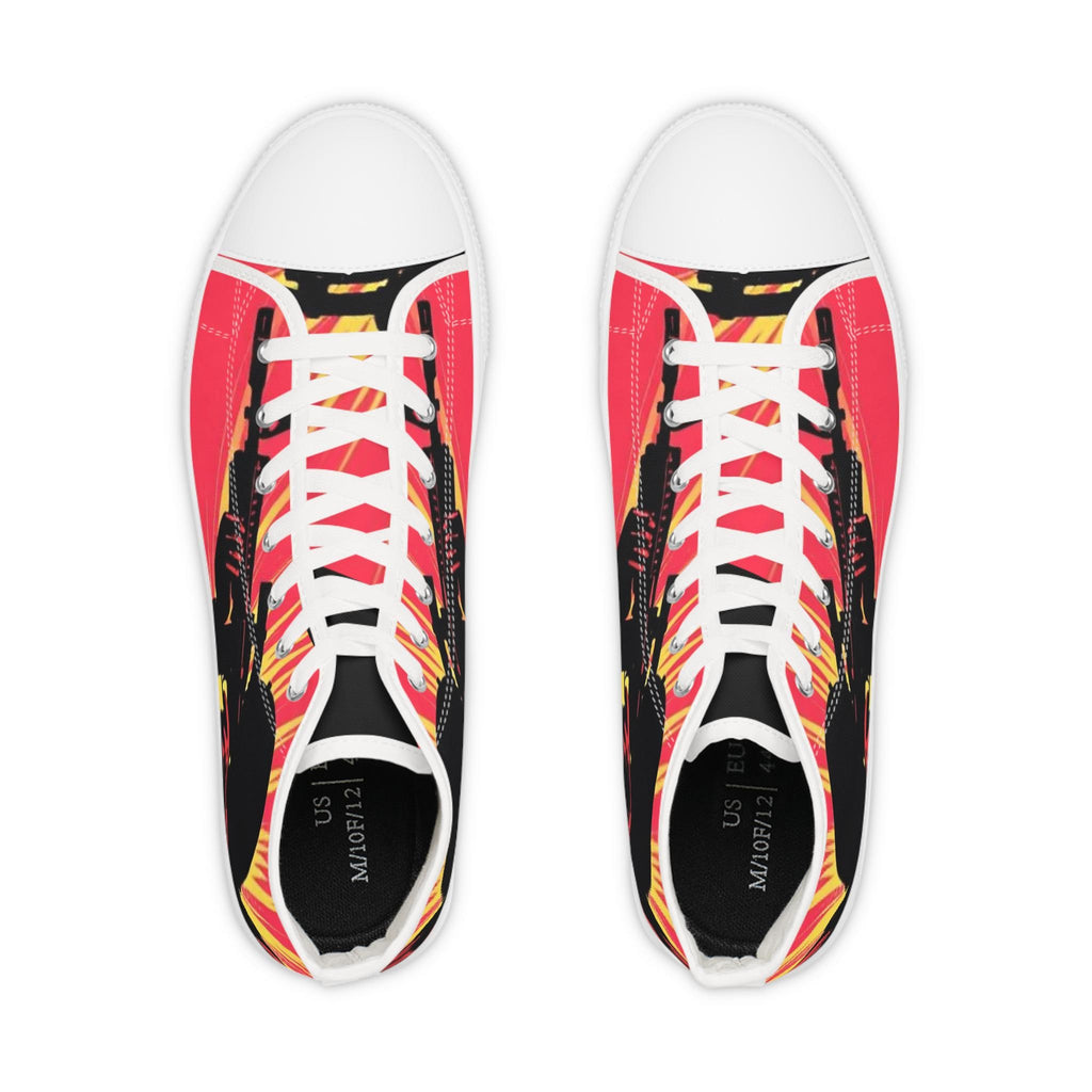 Sunburst Soldier Graphic High Top Sneakers | Musician Rock Shoe