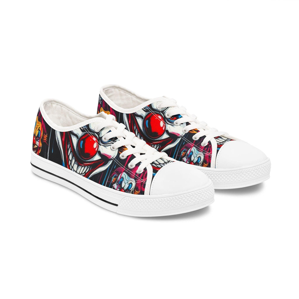 Scary Grinning Clown Sneakers Women's Low Top Sneakers | Horror Circus Pattern
