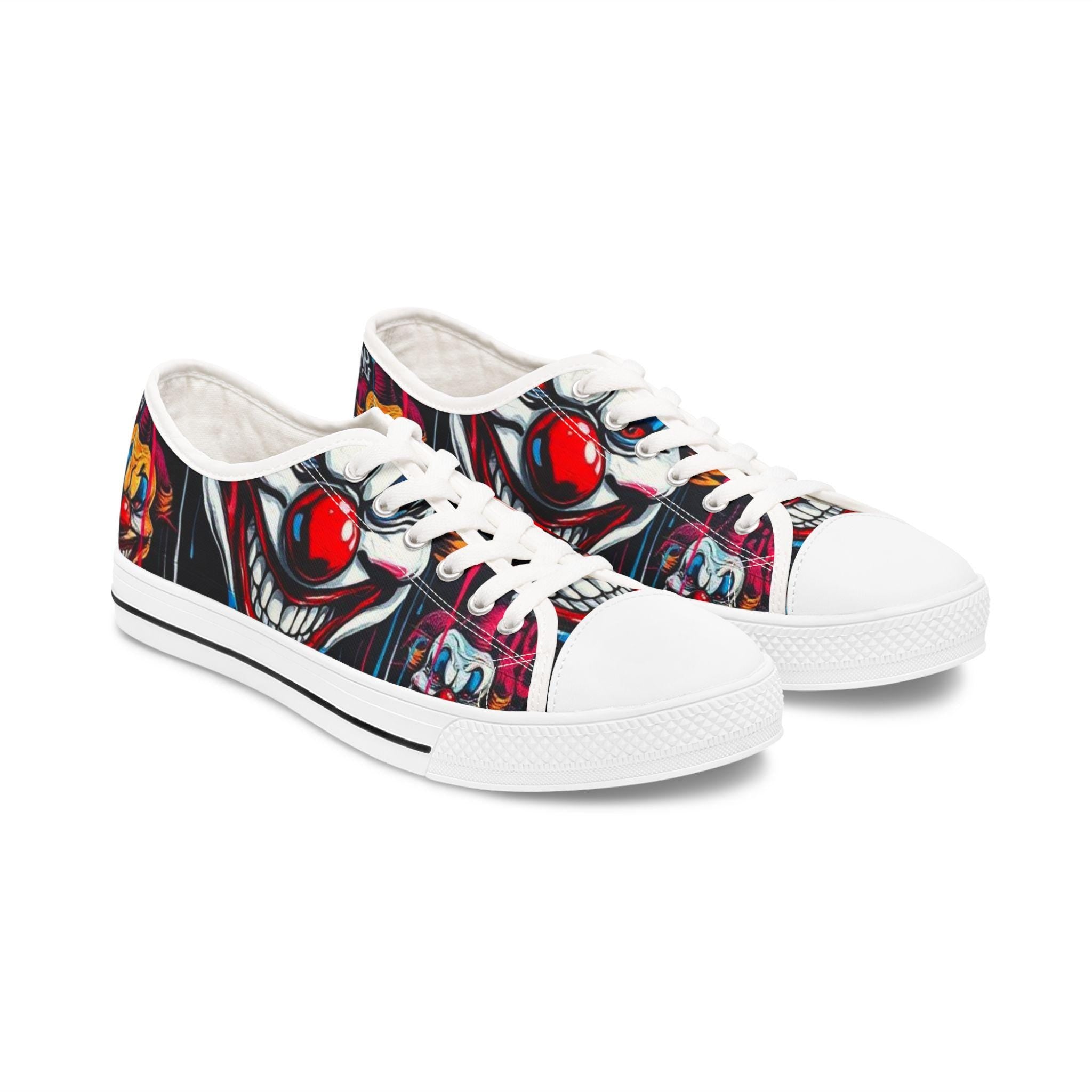 Scary Grinning Clown Sneakers Women's Low Top Sneakers | Horror Circus Pattern