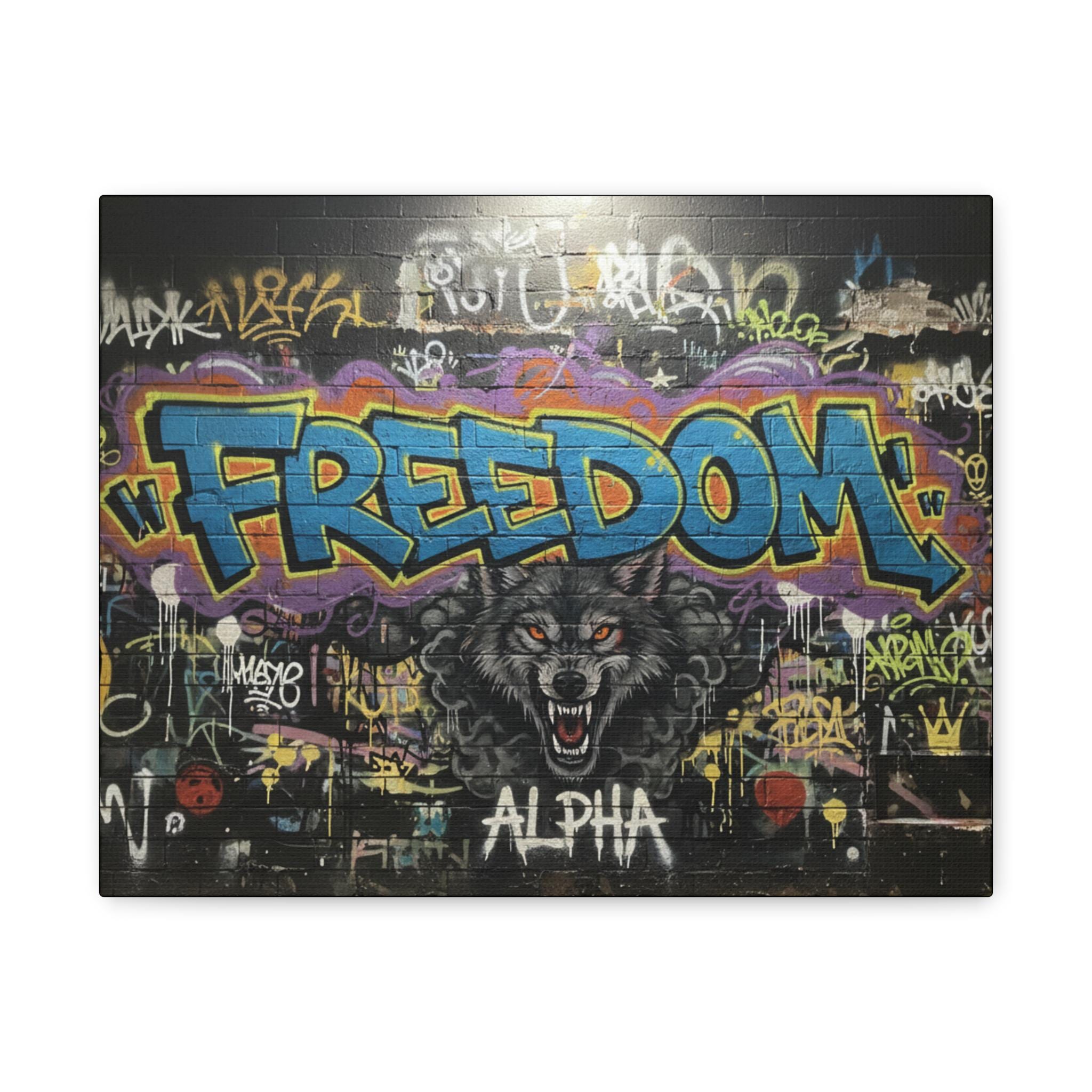 Freedom Wolf Graffiti Matte Canvas