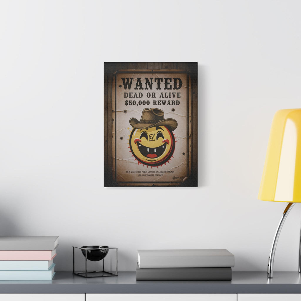 Smiley Cowboy Wanted Poster Canvas