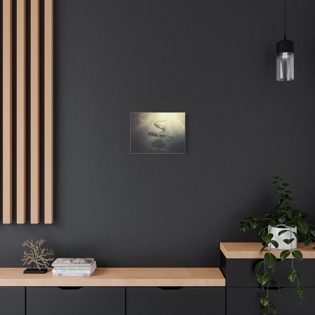 Film Reel Spiral Over Tree Canvas