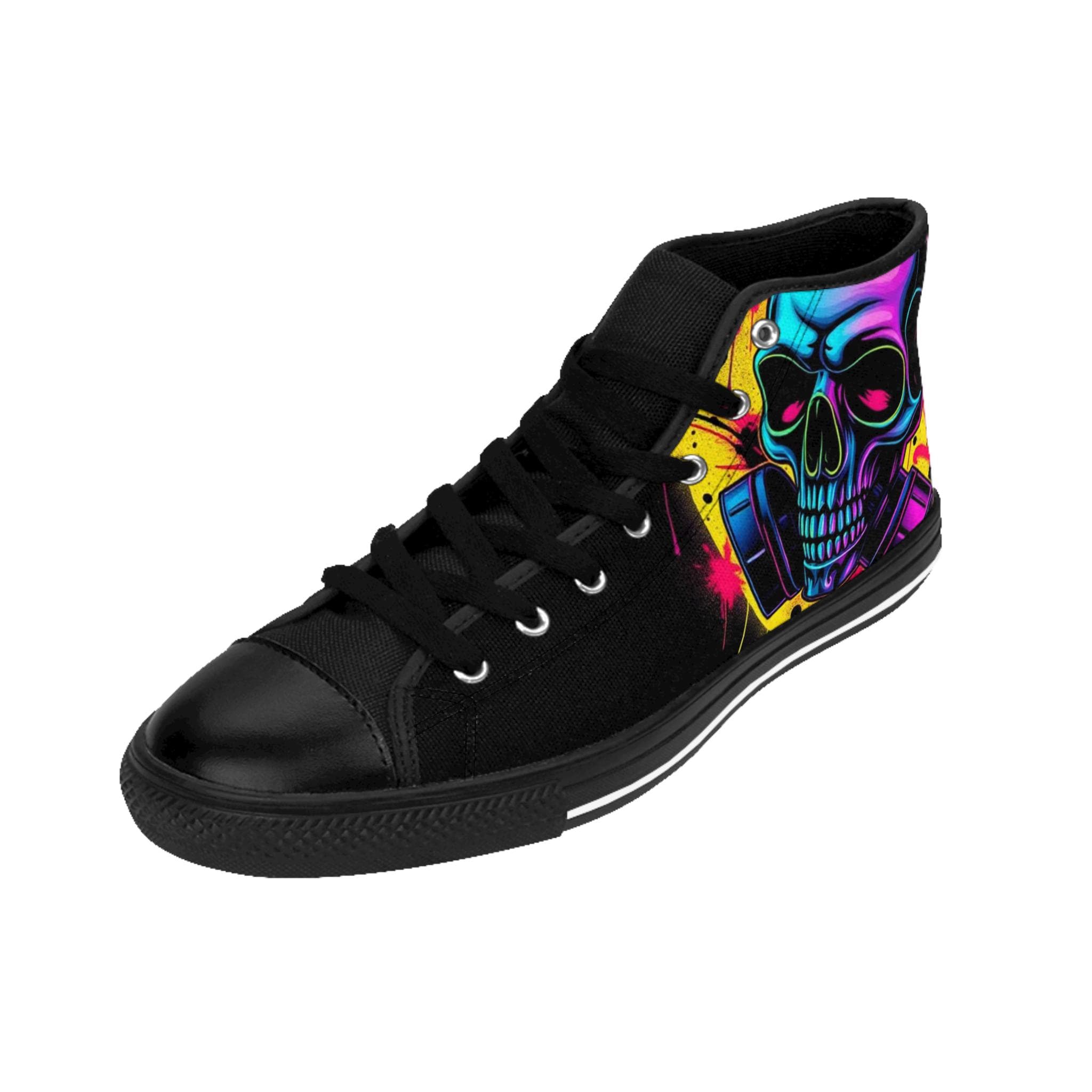 Neon Skull High Top Sneakers | Colorful Graffiti Skull Shoes