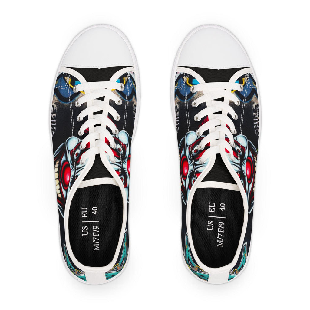 Creepy Clown Graffiti Face Women's Low Top Sneakers | Horror Carnival Art