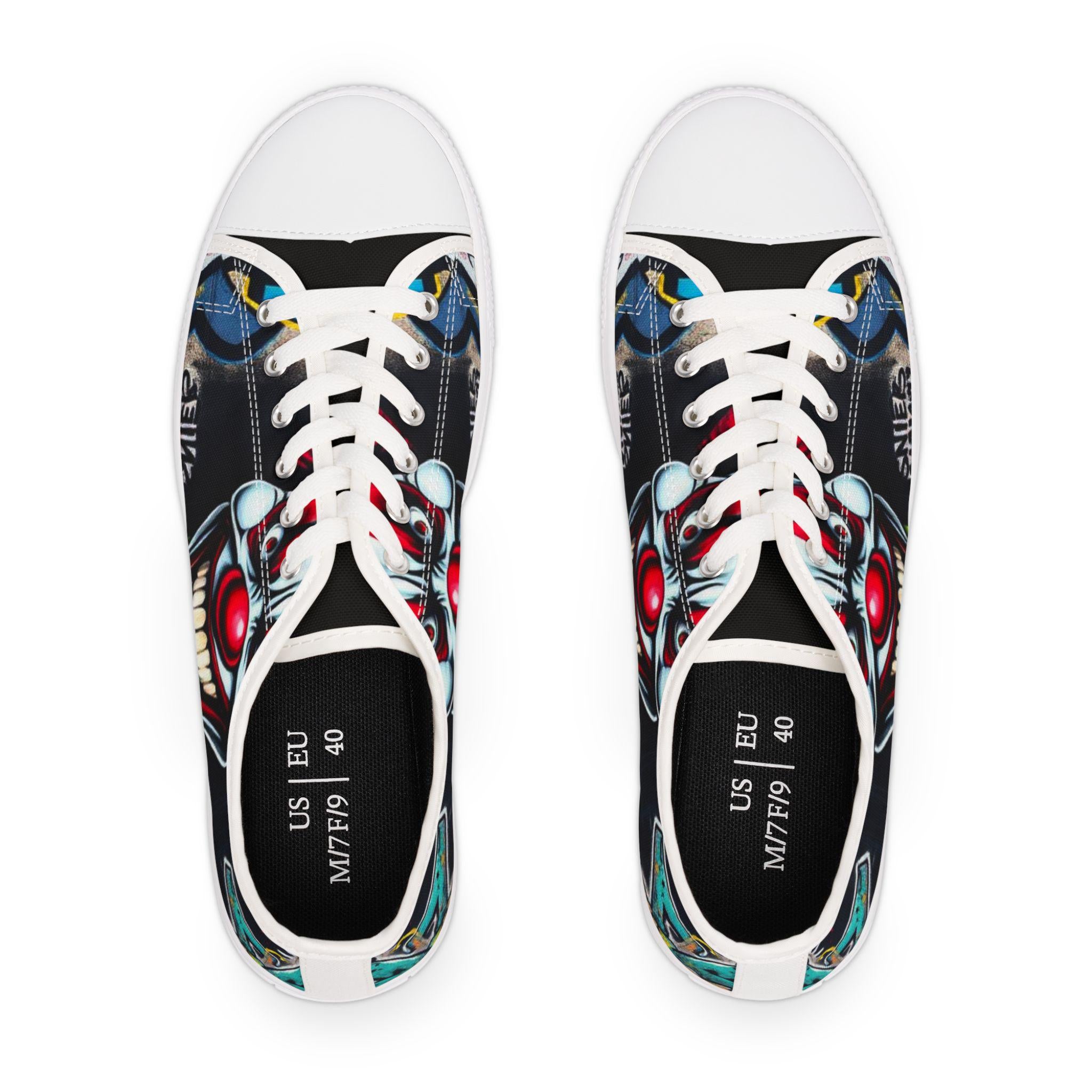 Creepy Clown Graffiti Face Women's Low Top Sneakers | Horror Carnival Art