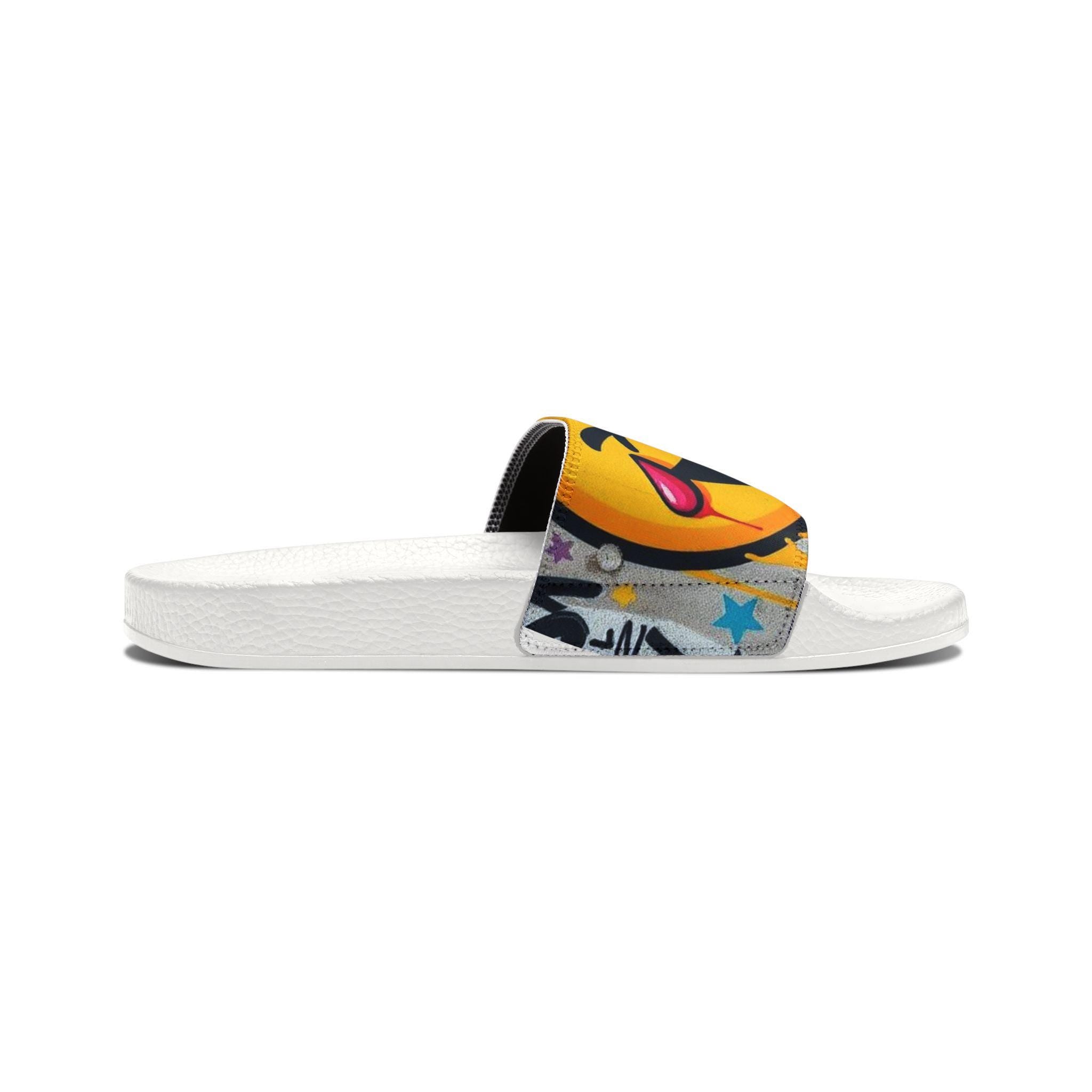 Graffiti Emoji Slide Sandals | Removable-Strap Slides