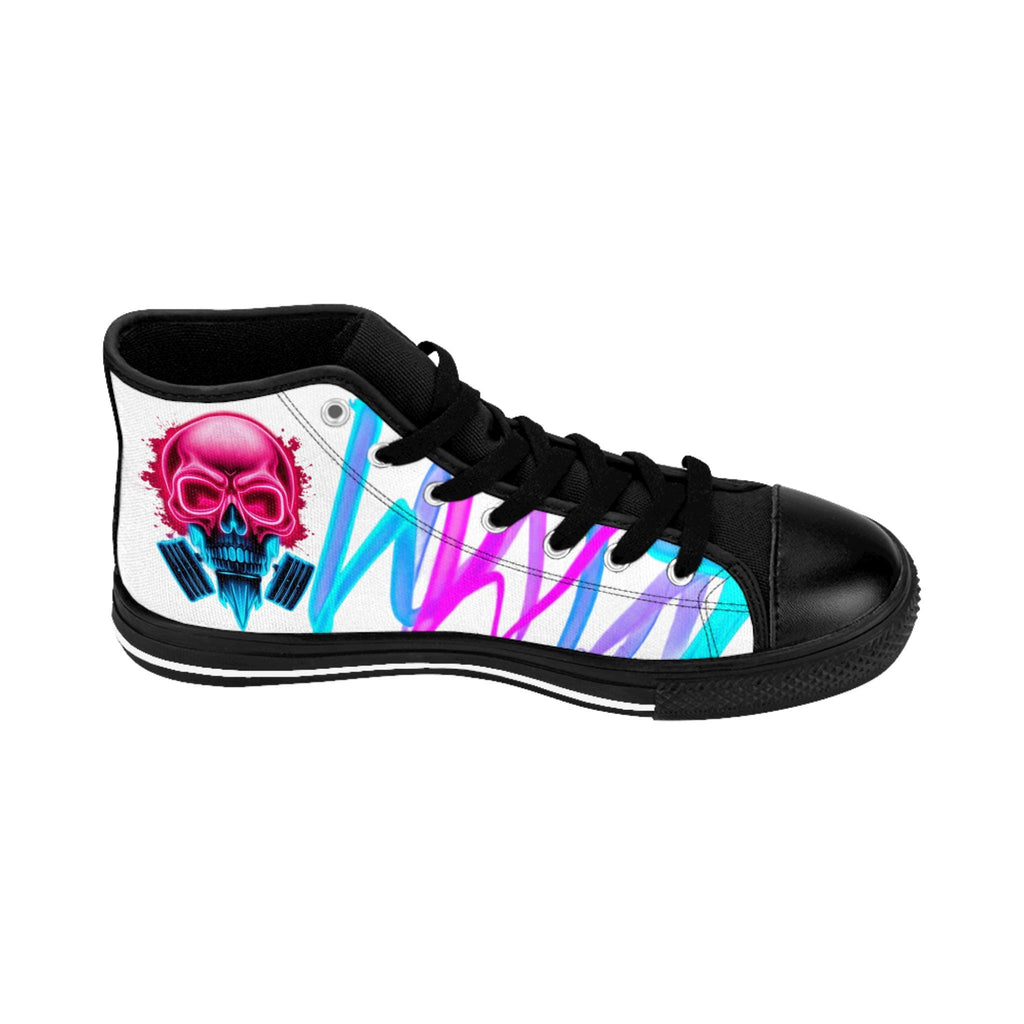 Neon Skull Graffiti Sneakers | High-Top Sneakers
