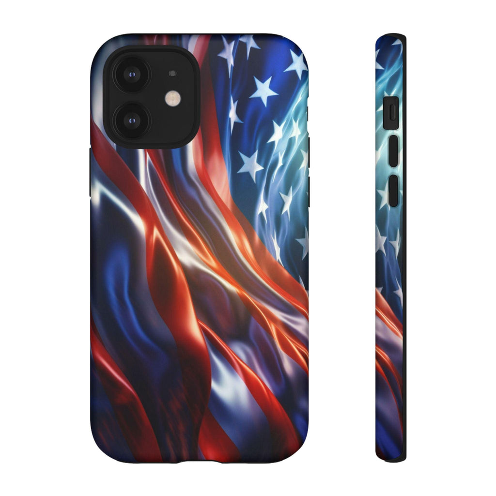 Wavy American Flag Phone Case | Dual-Layer Patriotic Stars Stripes Protection