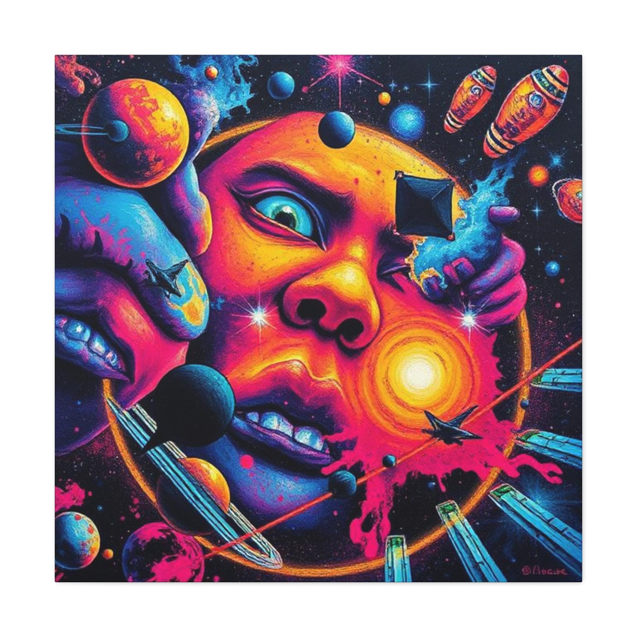 Psychedelic Cosmic Face Canvas | Matte Stretched Canvas
