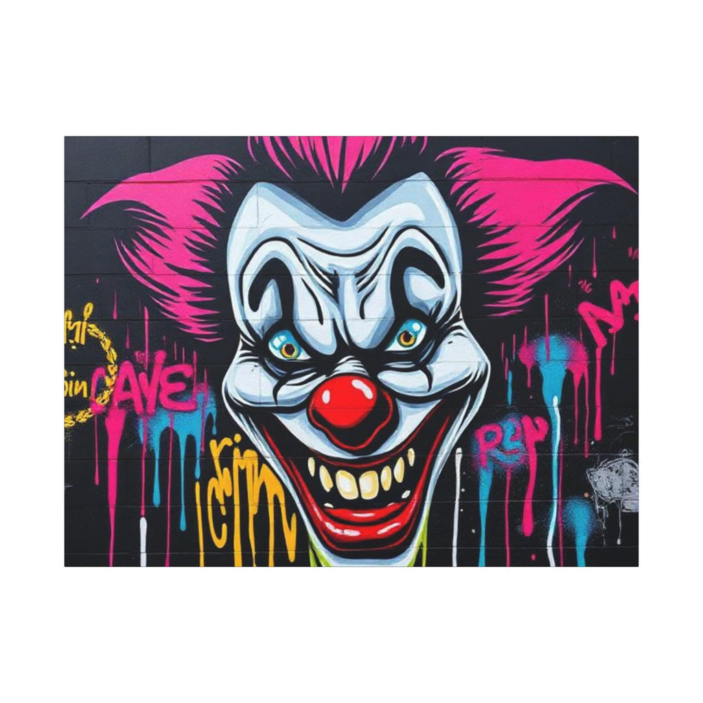 Creepy Graffiti Clown Matte Canvas