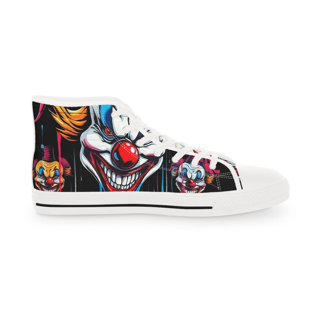 Scary Grinning Clown High Top Sneakers | Horror Circus Shoes