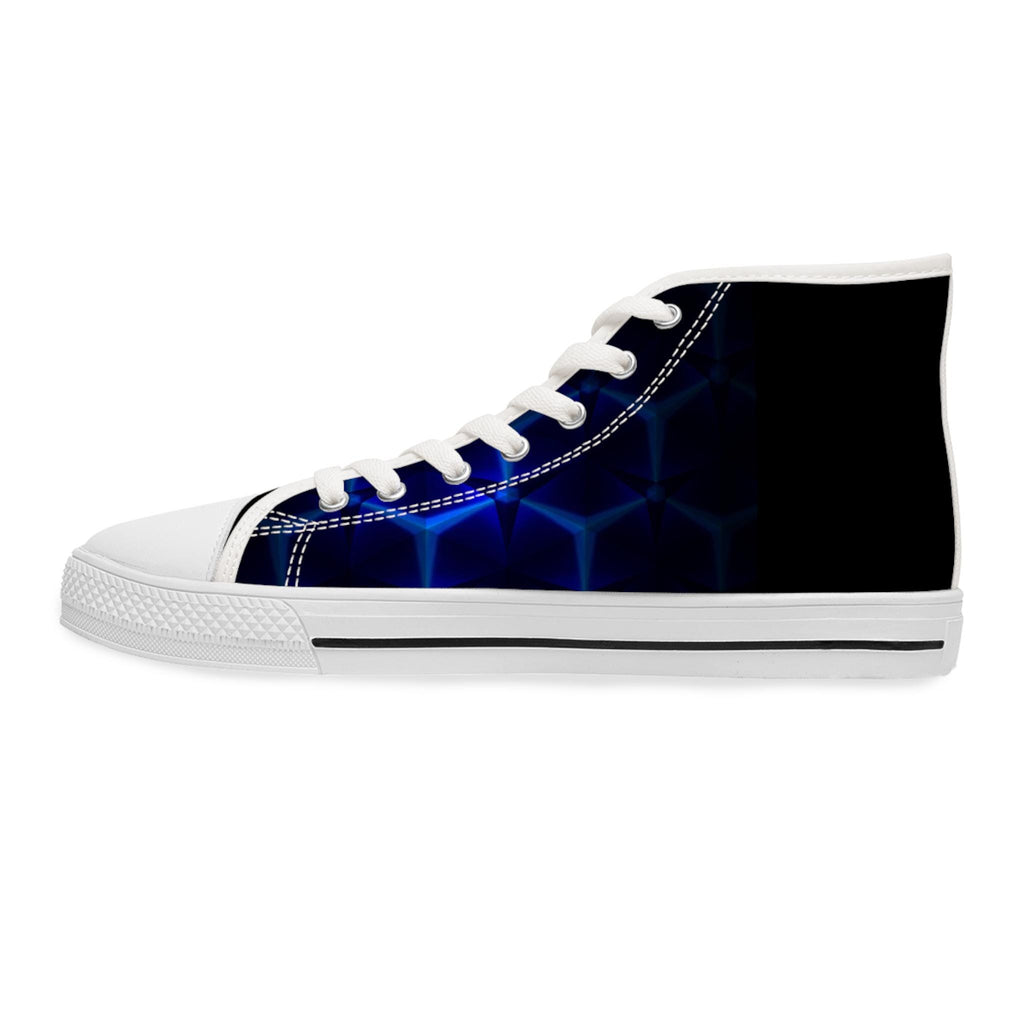 Blue Hexagon Circuit Women's High Top Sneakers | Geometric Pattern Athletic Shoes