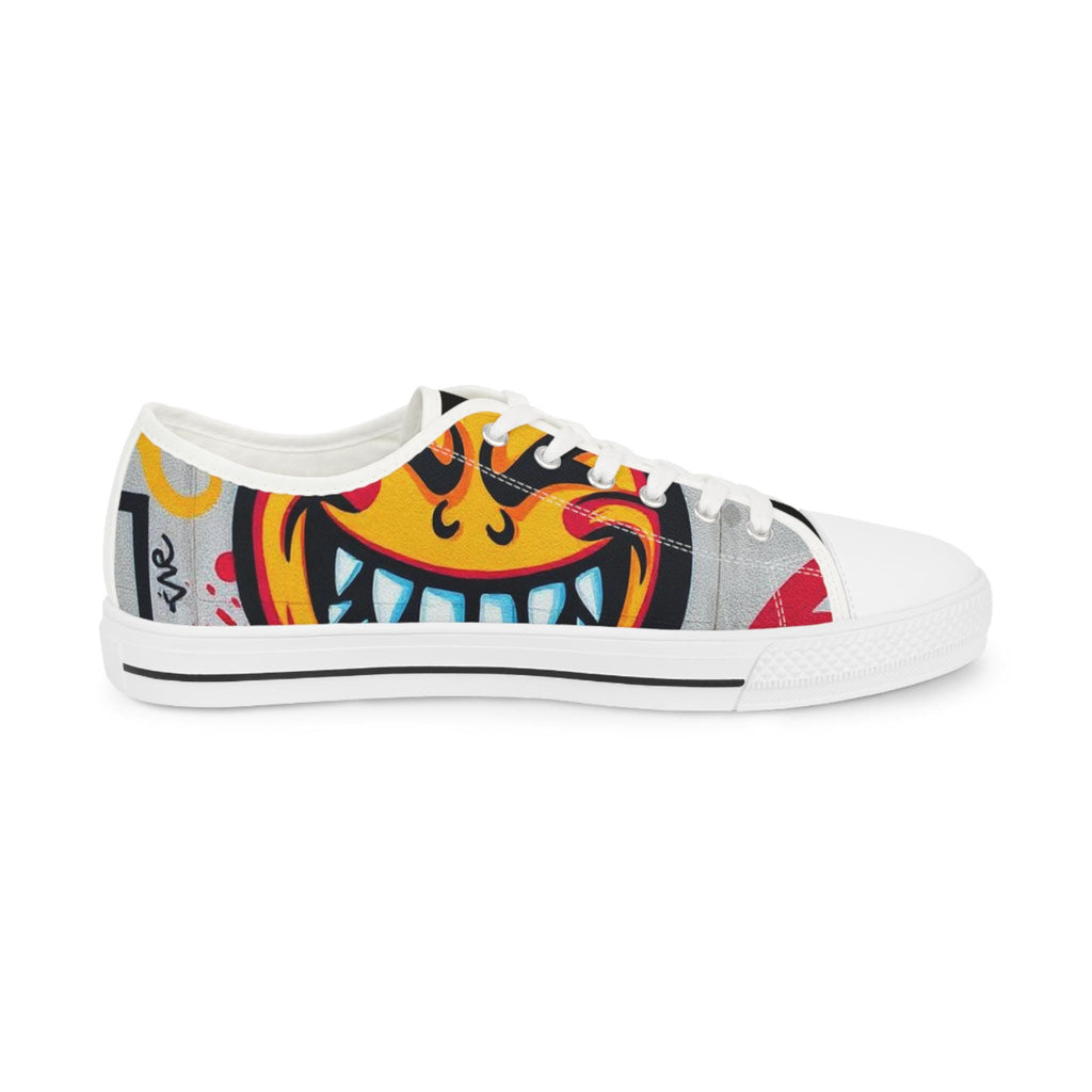 Evil Smile Graffiti Emoji Face Men's Low Top Sneakers | Bold Streetwear Illustration