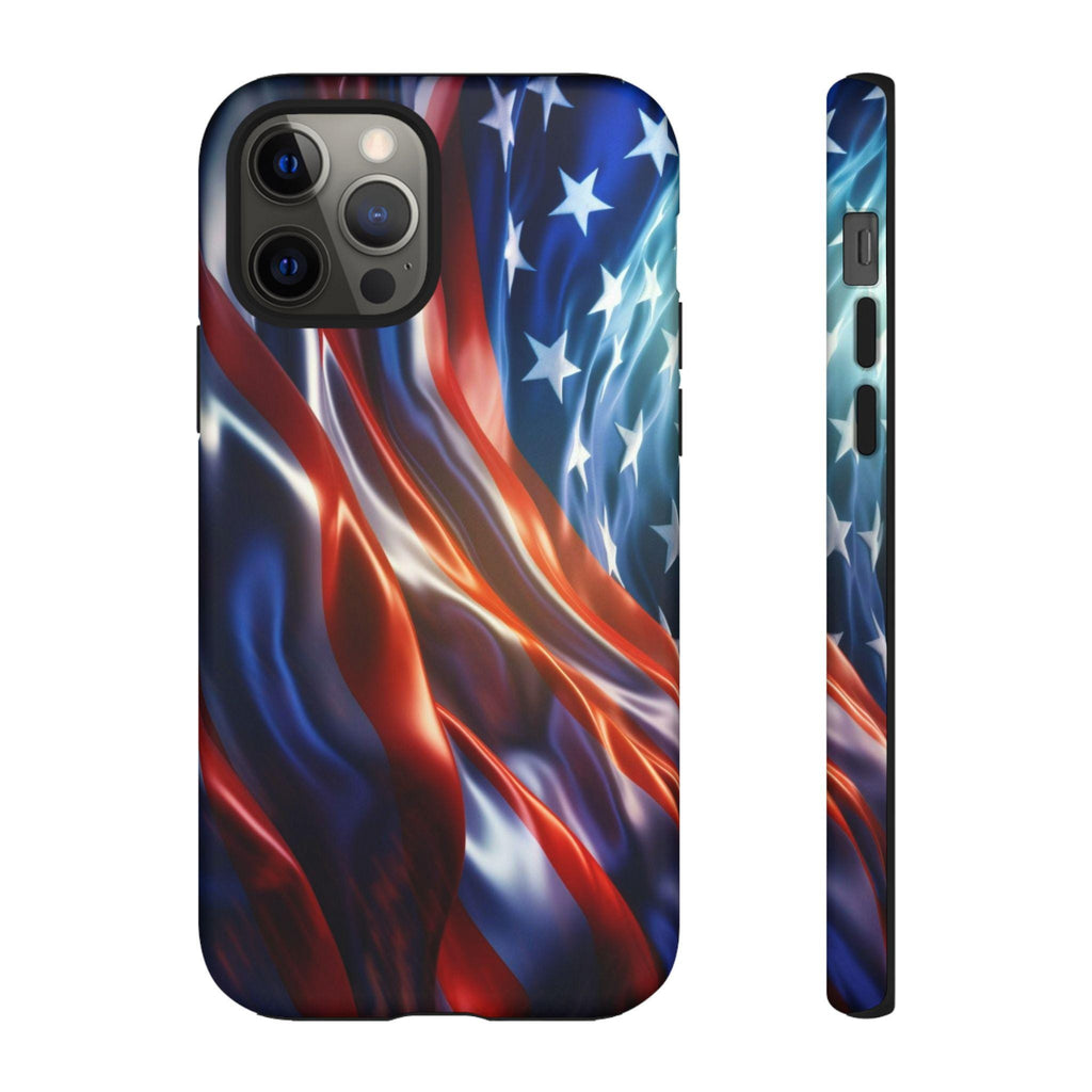 Wavy American Flag Phone Case | Dual-Layer Patriotic Stars Stripes Protection