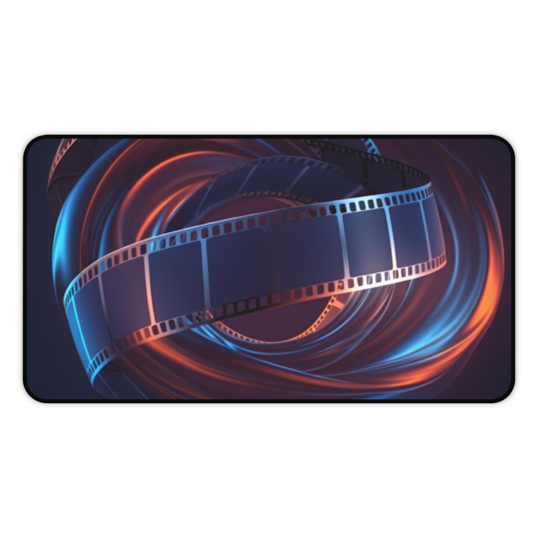 Cinematic Film Reel Swirl Desk Mat | Movie Theme Desk Pad