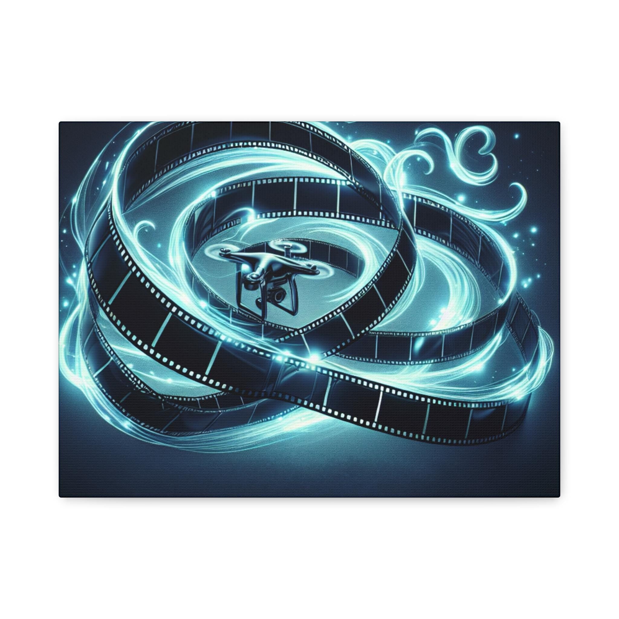 Glowing Film Reel Swirl Matte Canvas
