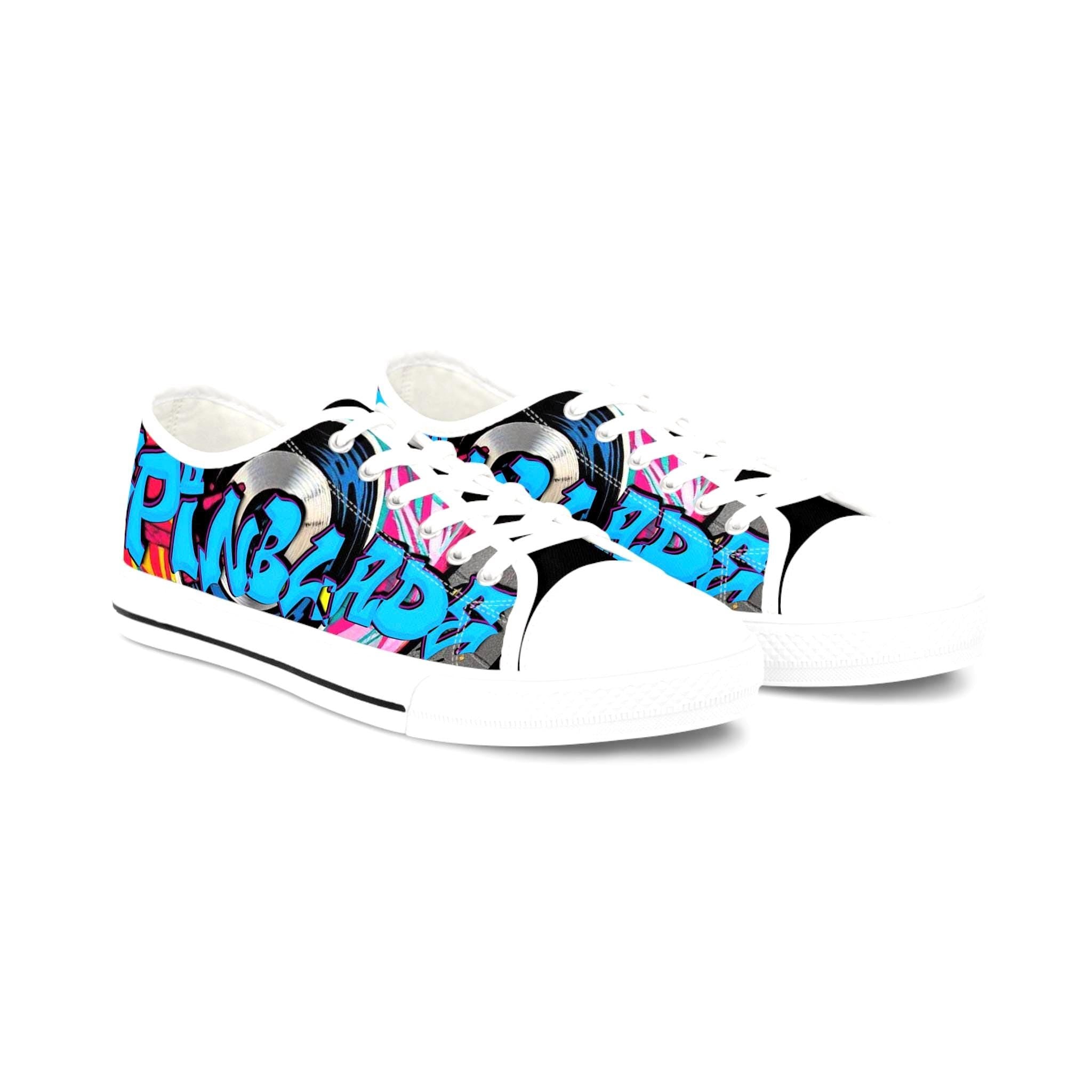 Blue Graffiti Street Art Sneakers | Low Top Canvas Shoes