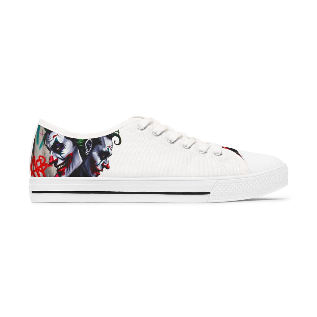 Joker Clown Face Women's Low Top Sneakers | Clown Skull Street Art Shoes
