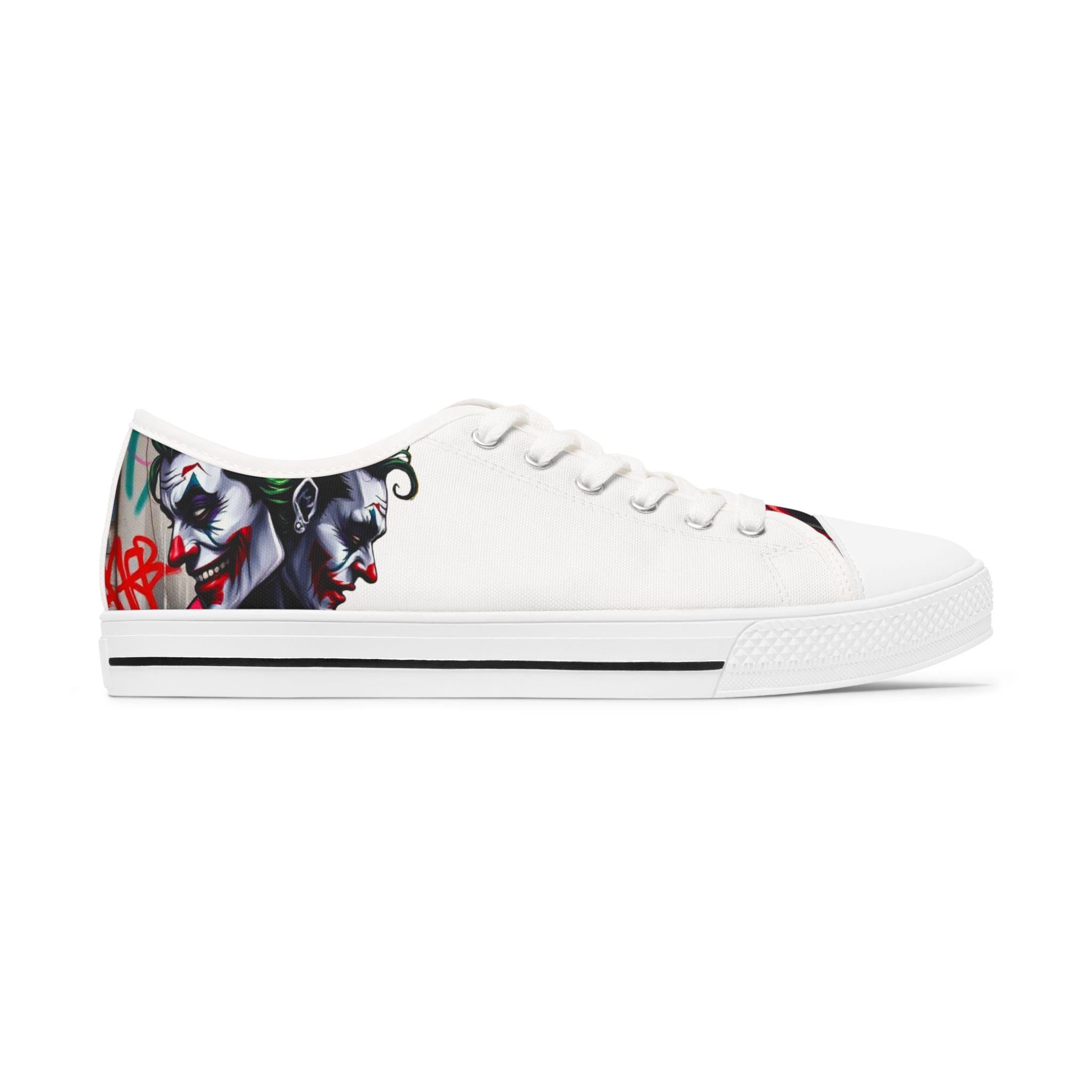 Joker Clown Face Women's Low Top Sneakers | Clown Skull Street Art Shoes