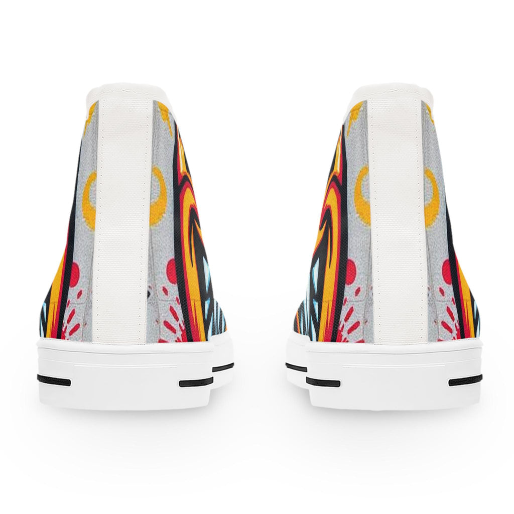 Evil Smile Graffiti Emoji Women's High Top Sneakers | Bold Streetwear Art Print