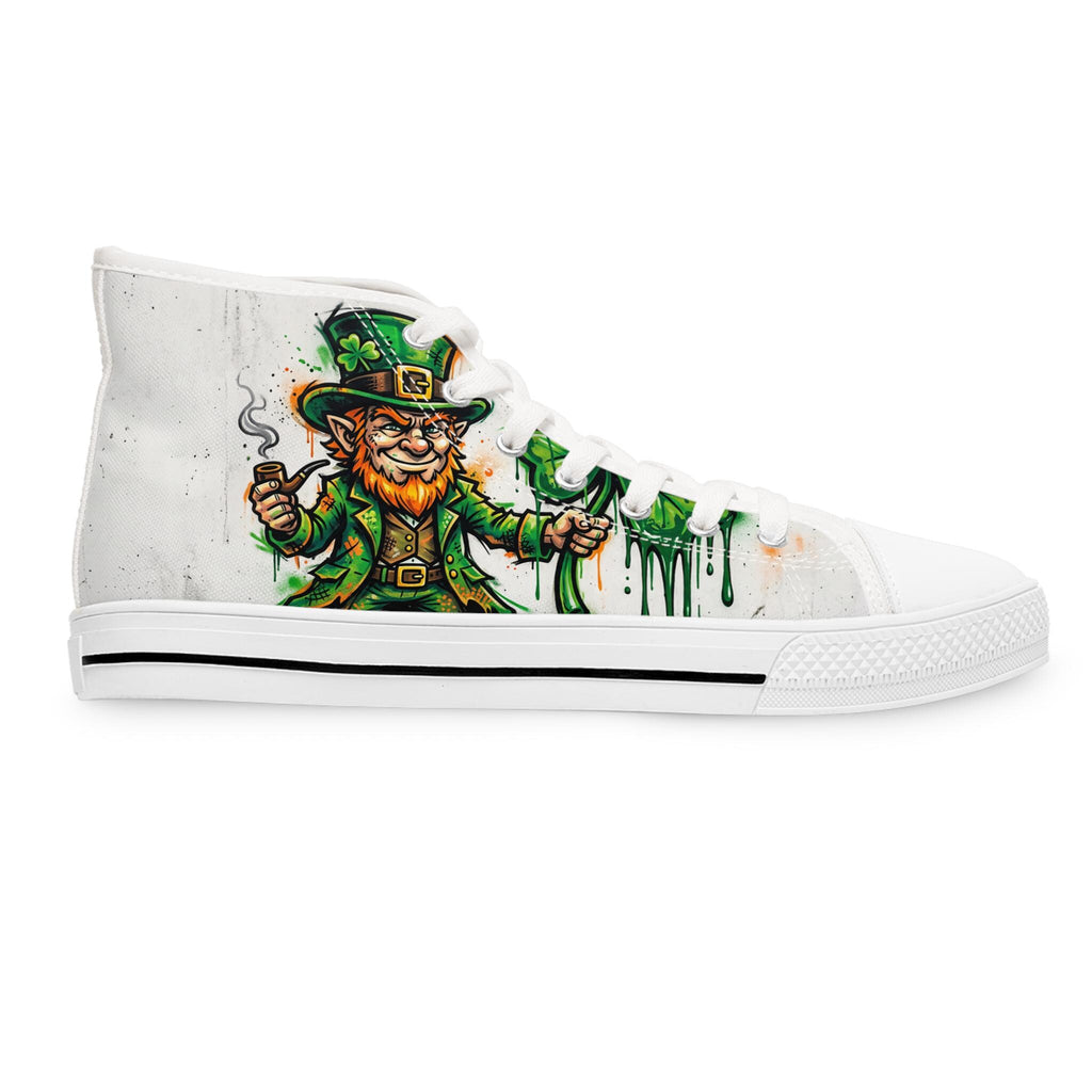 Leprechaun and Shamrock Women's High Top Sneakers | St. Patrick's Day Green Art