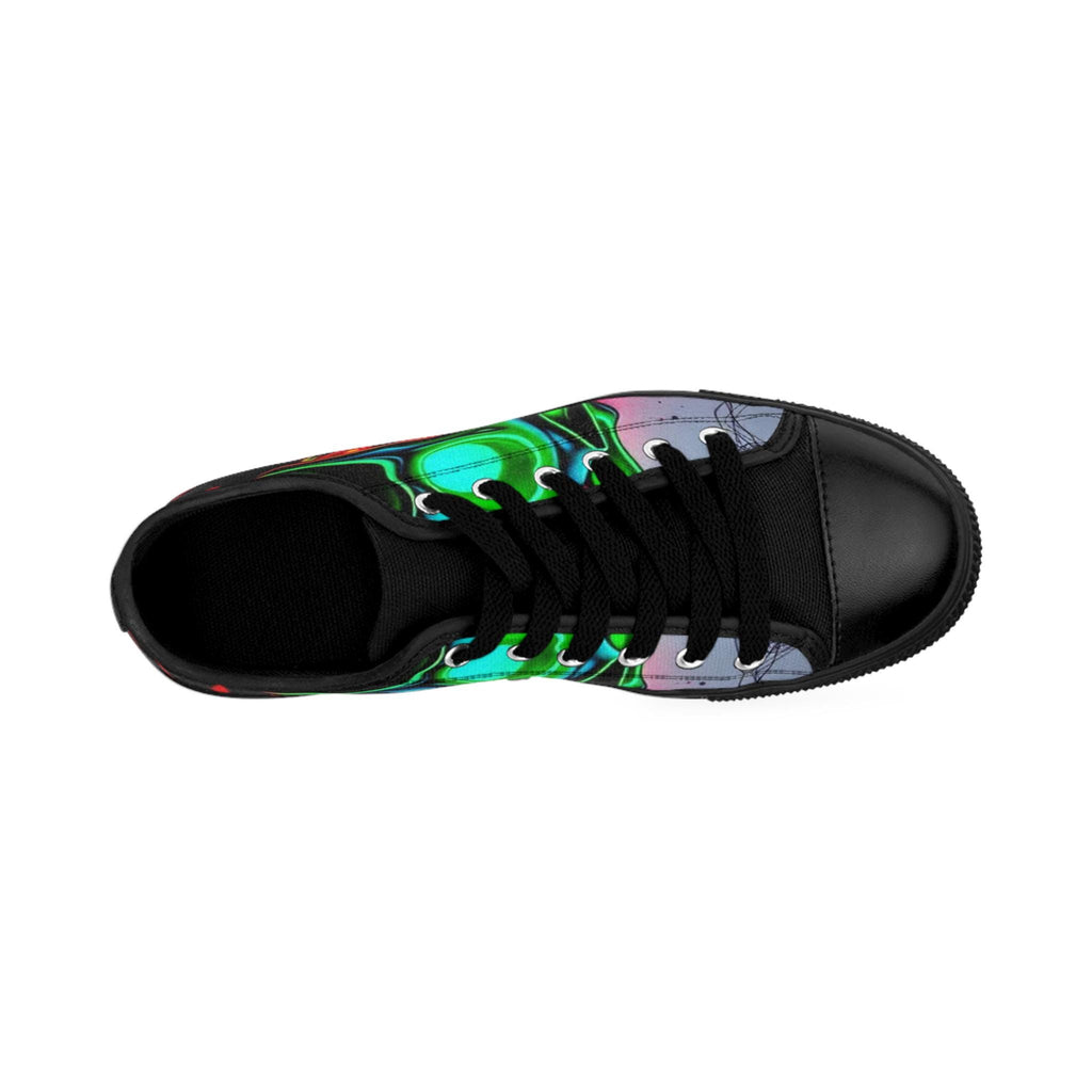 Neon Green Skull Abstract Women's Sneakers | Colorful Electric Pattern