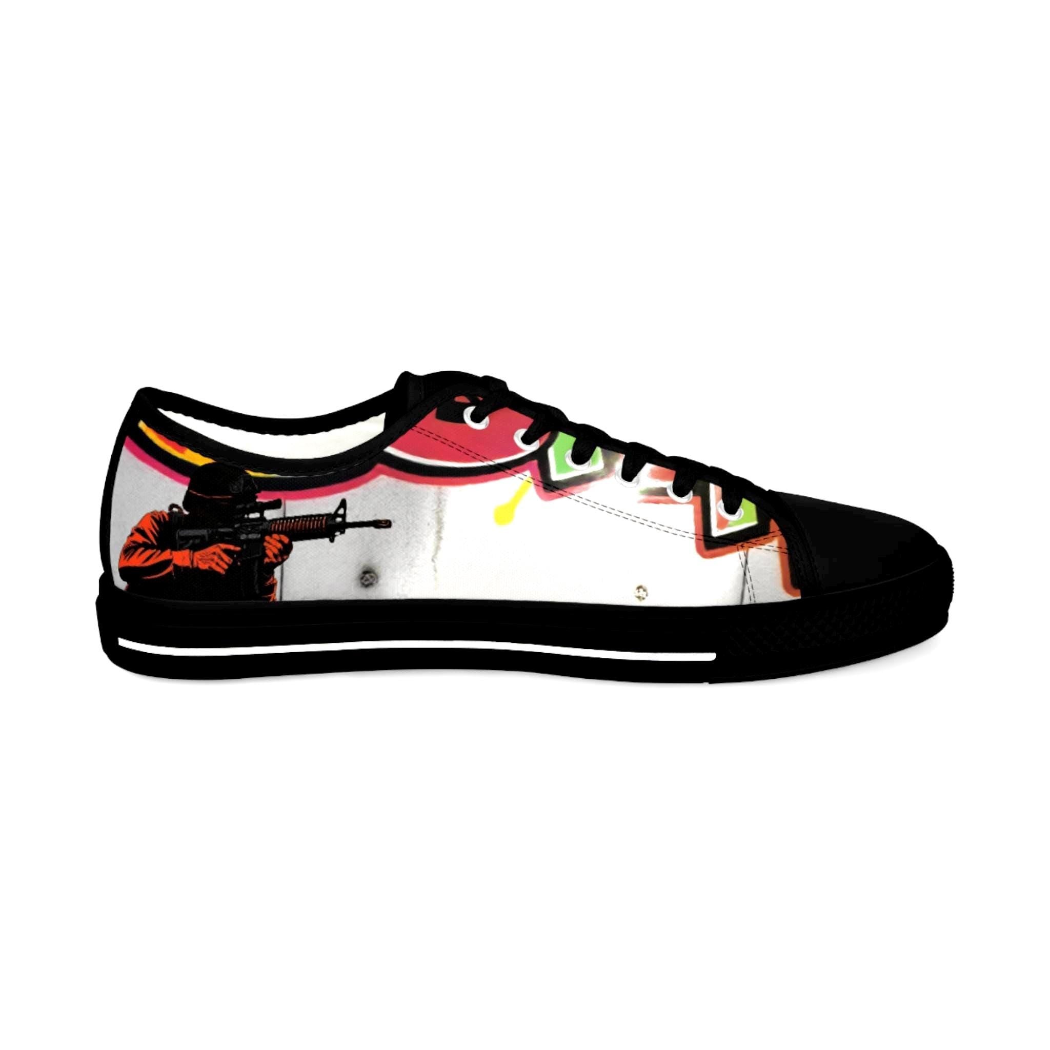 Colorful Graffiti Soldier Low Top Sneakers | Music Art Shoes