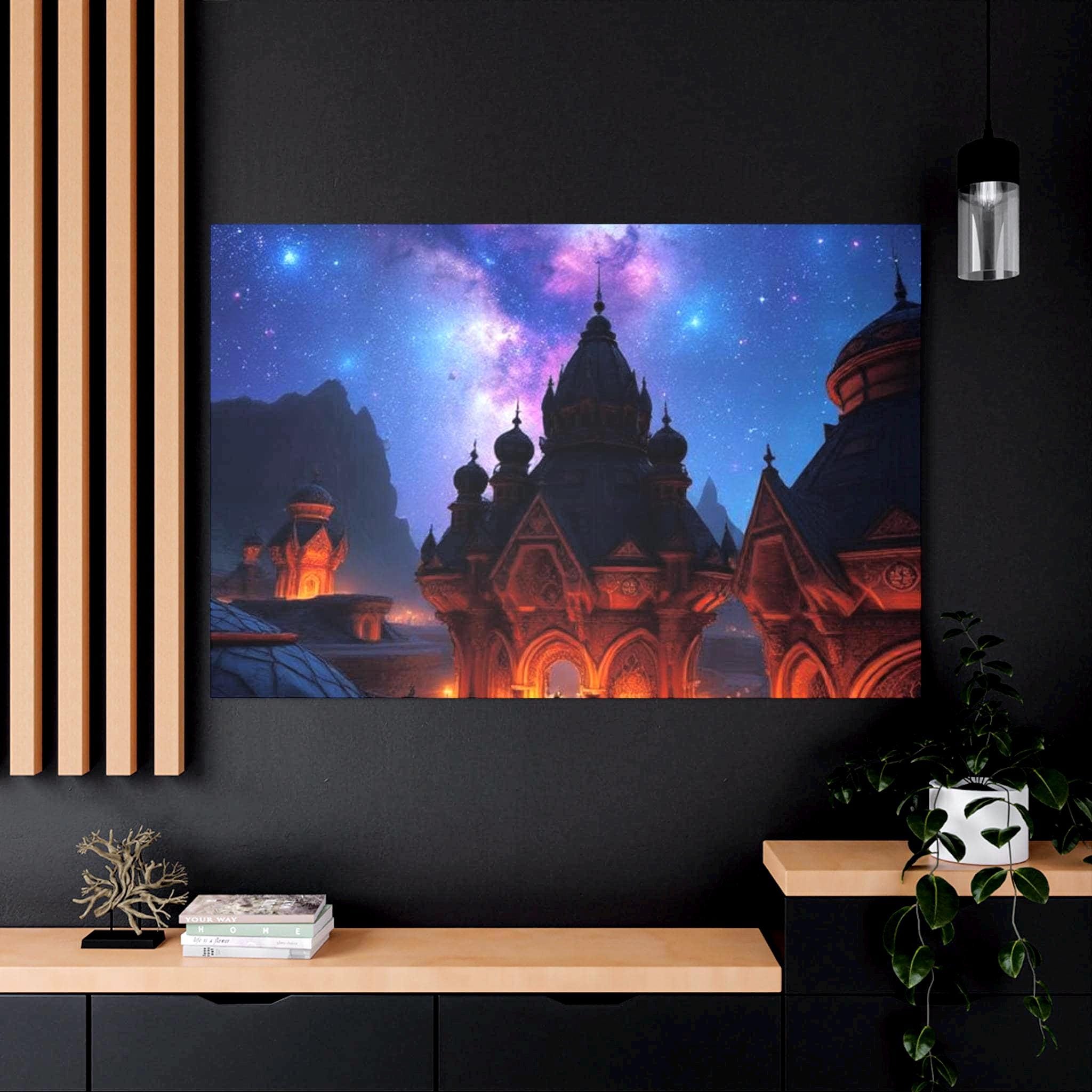 Fantasy Night Sky Palace Canvas | Matte Stretched Wall Art