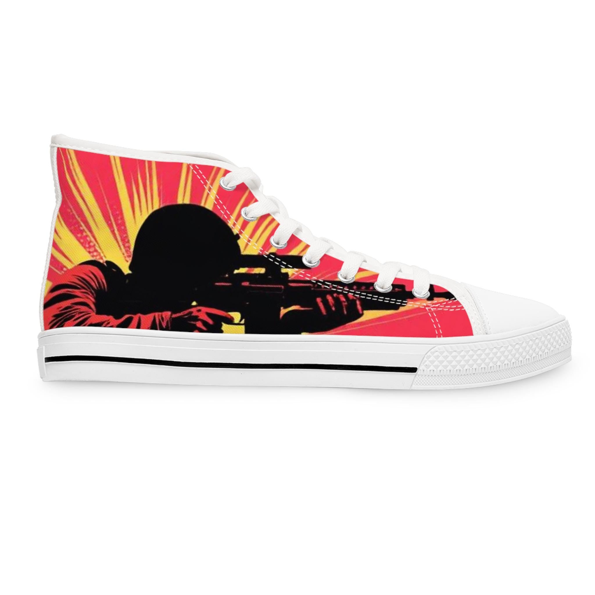 Sunburst Soldier Graphic Women's High Top Sneakers | Music Rocker Shoes